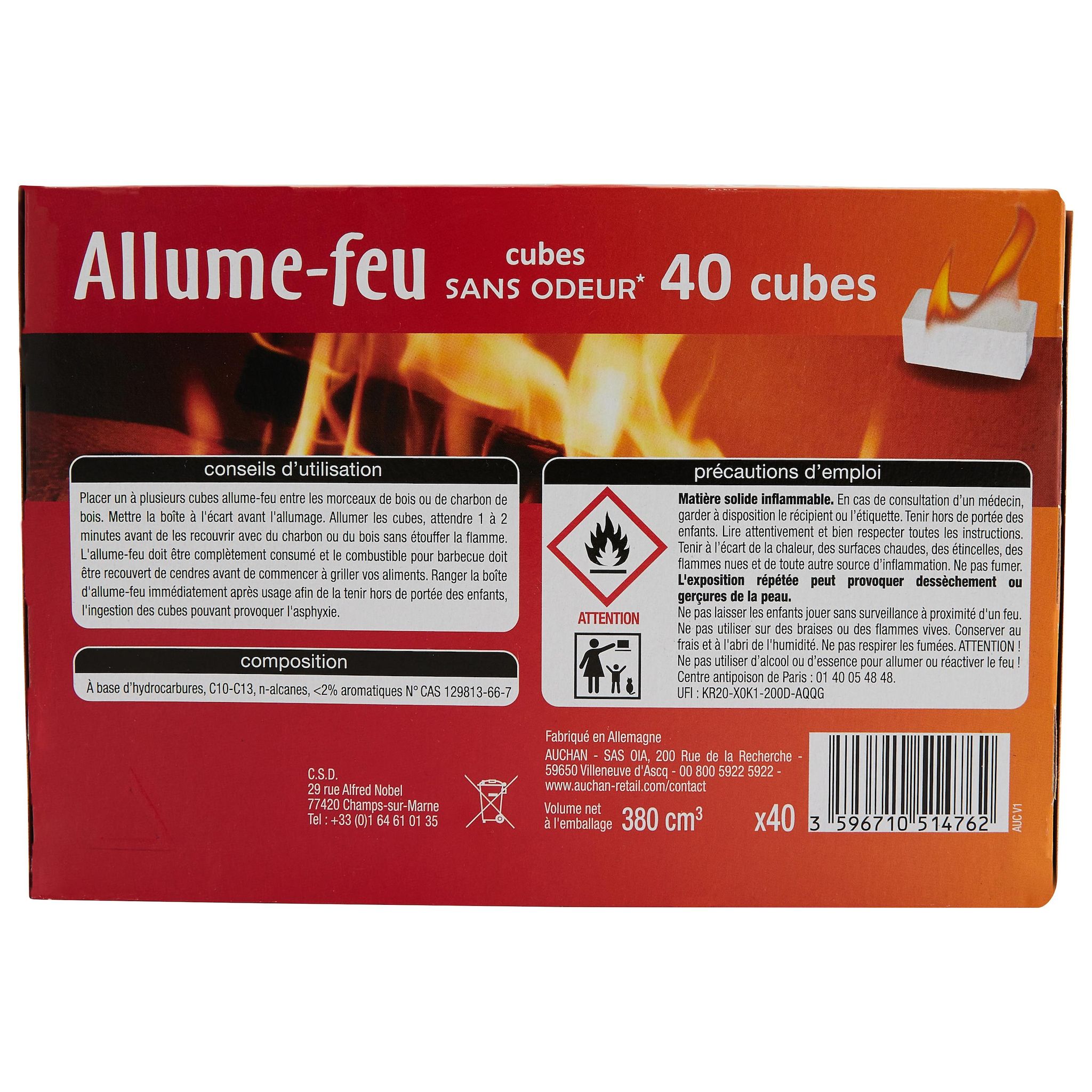 Voir la diapositive 2 : AUCHAN Allume-feux cubes sans odeur x40