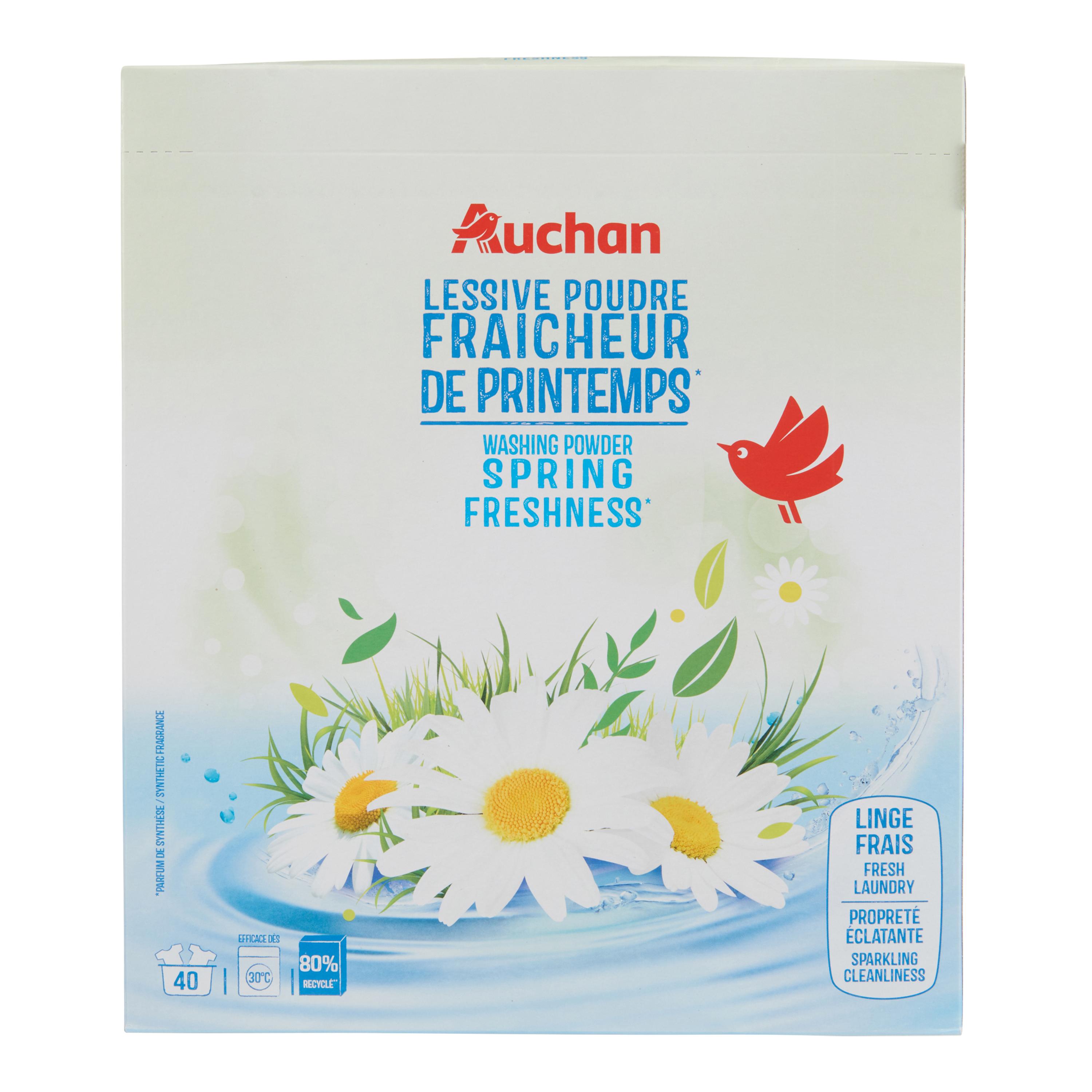 Voir la diapositive 3 : AUCHAN Lessive poudre fraîcheur 40 lavages 2kg