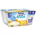 NESTLE P'tit brassé petit pot dessert lacté abricot vanille dès 6 mois 4x90g