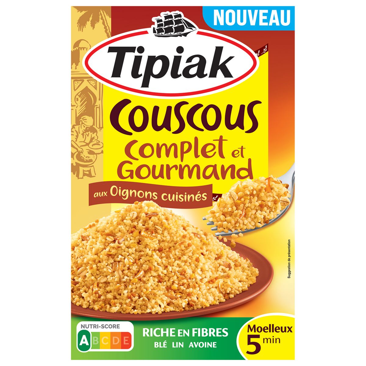 TIPIAK Couscous complet et gourmand aux oignons cuisinés 350g