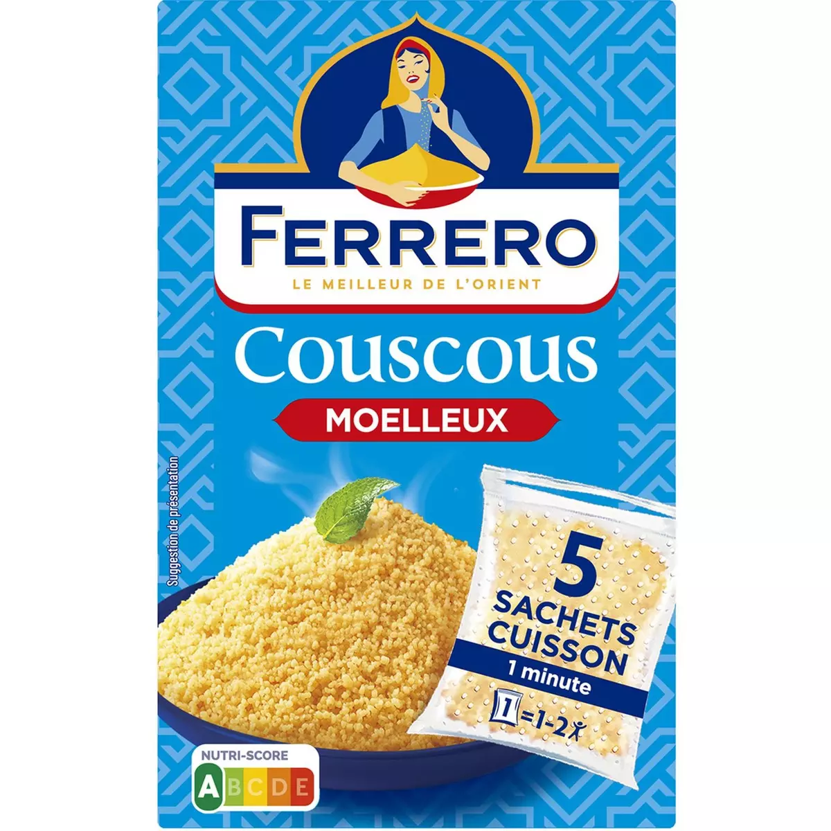 FERRERO Couscous moelleux en sachets cuisson 5 sachets 500g