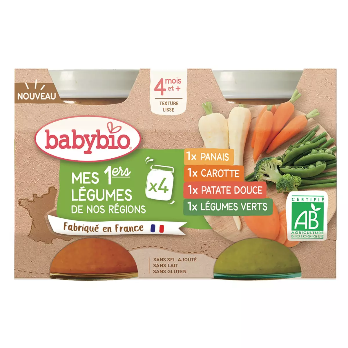 BABYBIO Petit pot aux légumes multipack bio dès 4 mois 4x130g