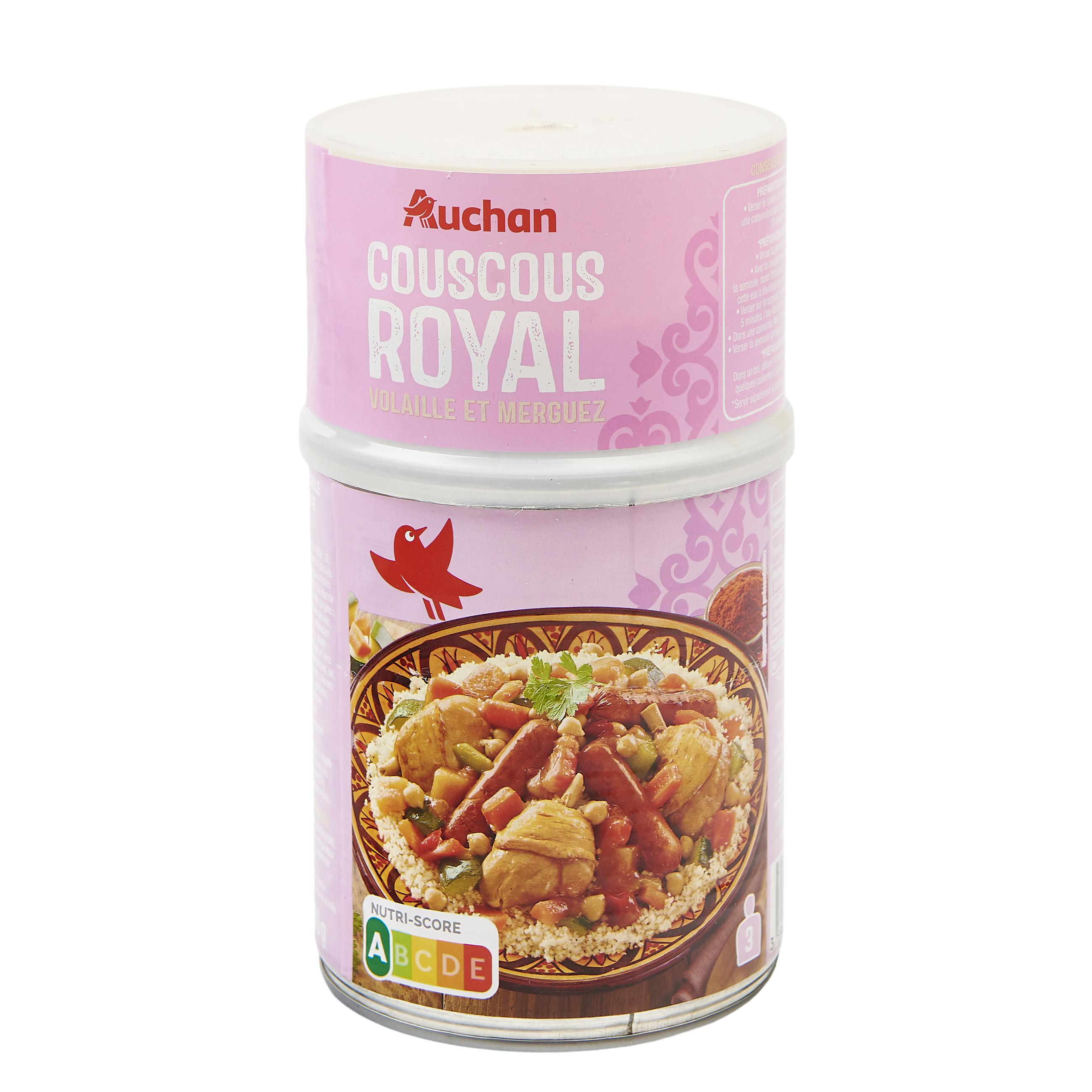 Voir la diapositive 2 : AUCHAN Couscous royal volaille et merguez 3 portions 980g