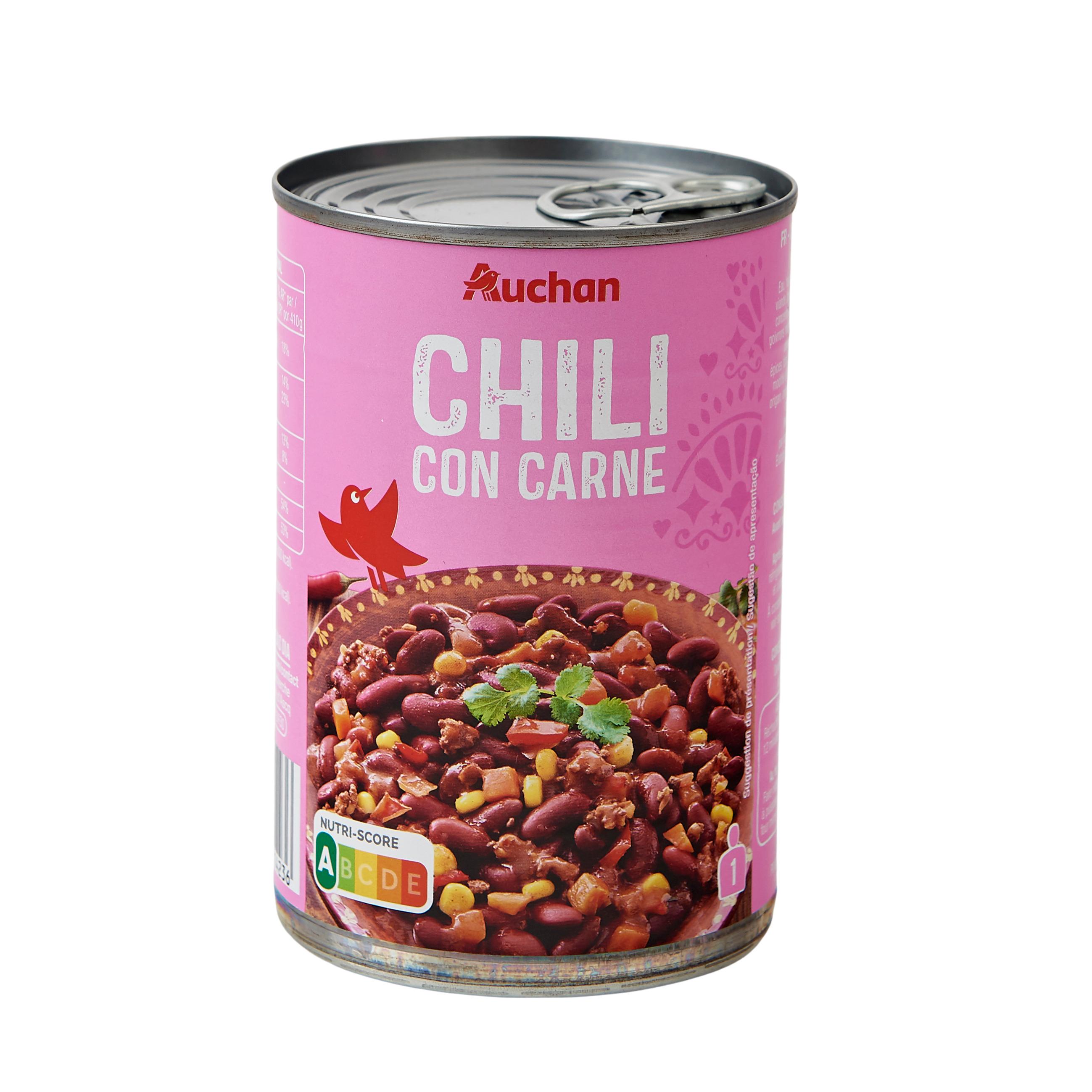 Voir la diapositive 2 : AUCHAN Chili con carne 1 personne 400g