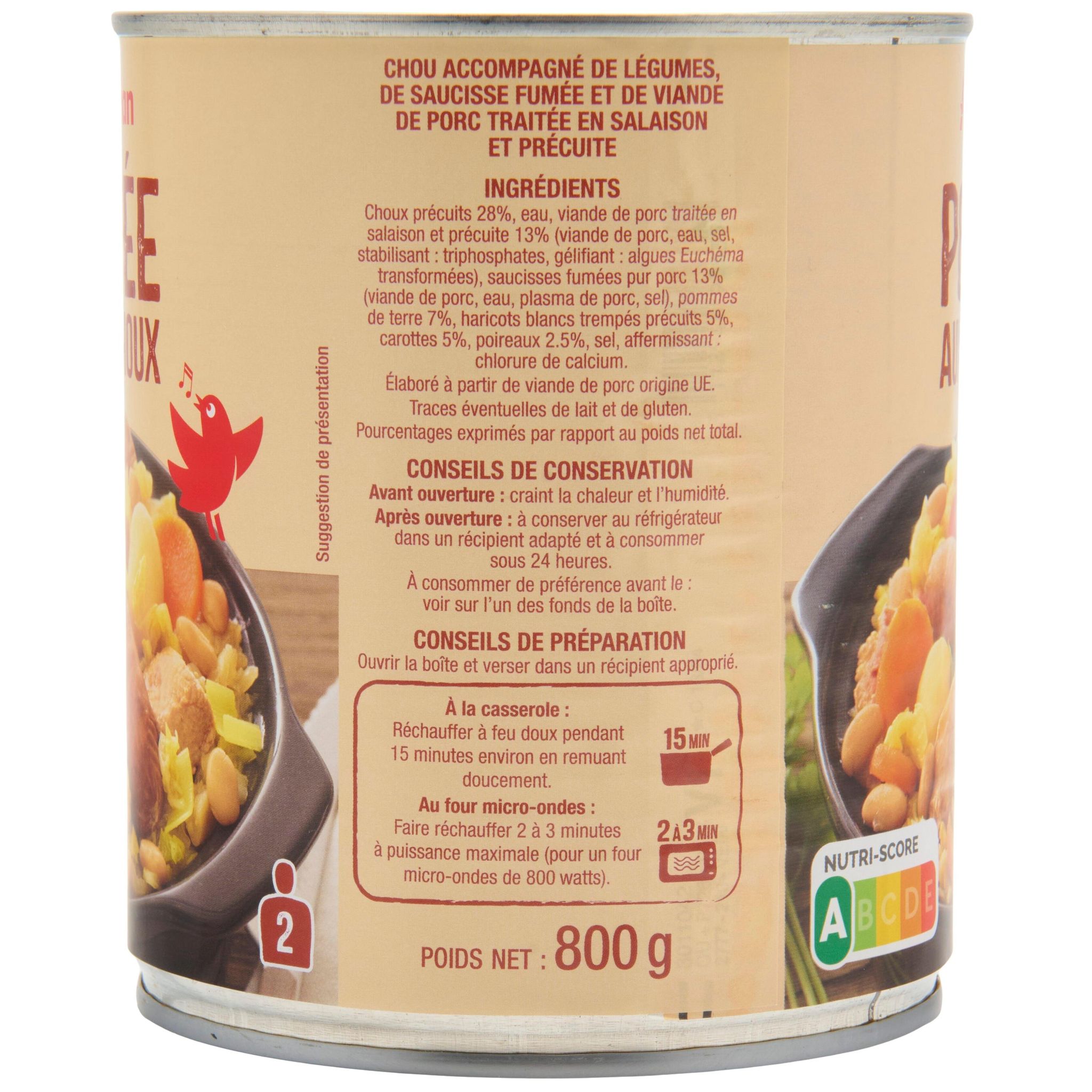 Voir la diapositive 2 : AUCHAN Potée aux choux 2 portions 840g