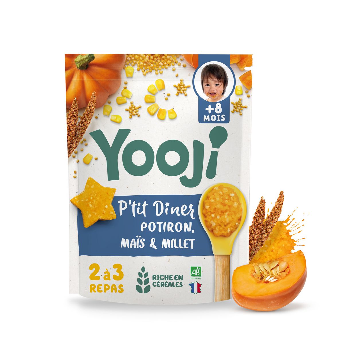 YOOJI P'tit diner potiron maïs millet bio dès 8 mois 2-3 portions 300g