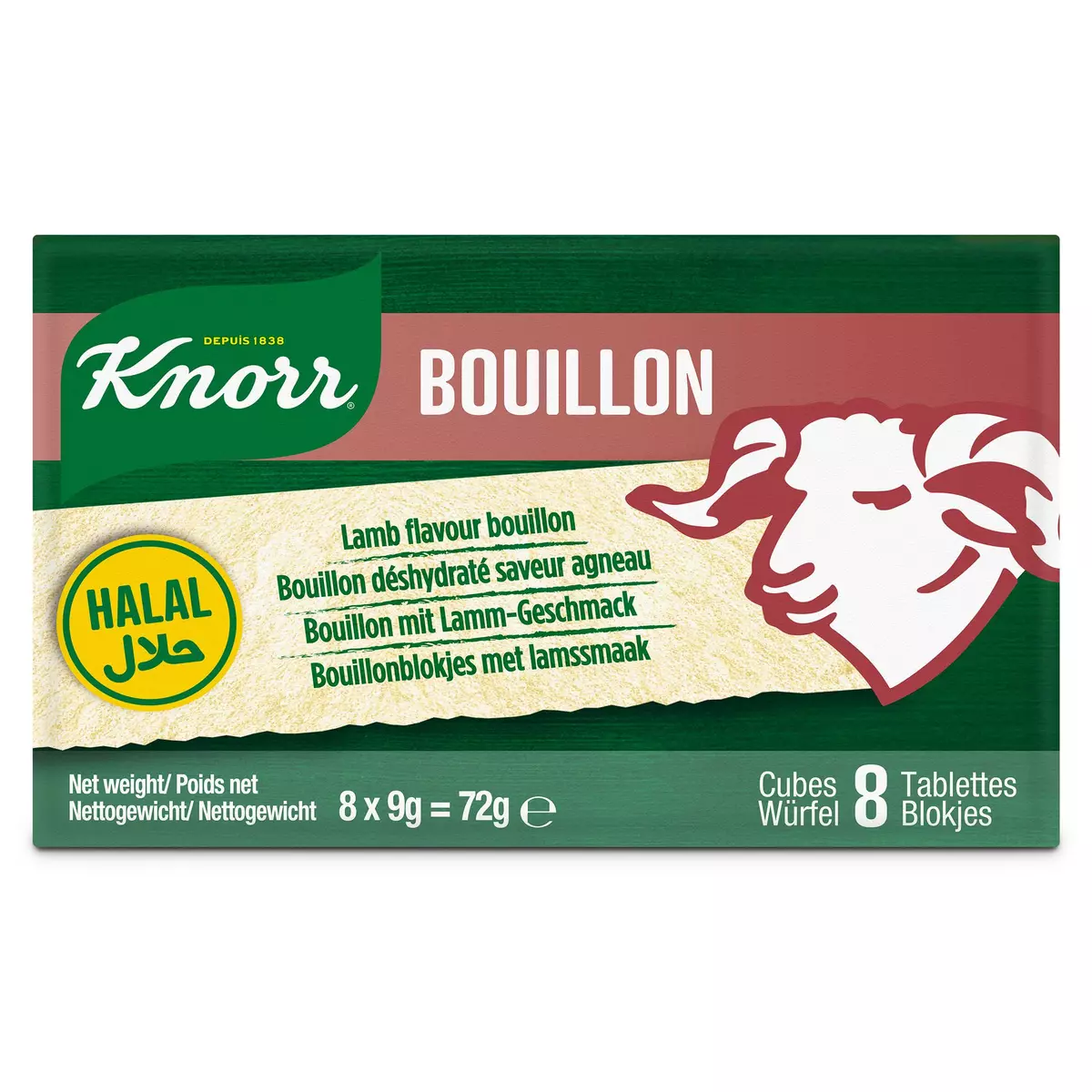 KNORR Bouillon halal déshydraté saveur agneau en cube 8 cubes 72g