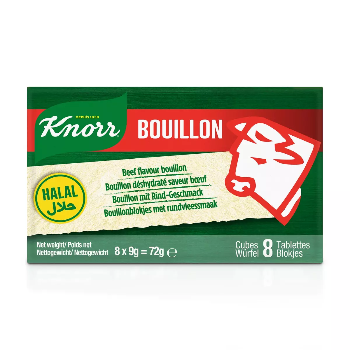 KNORR Bouillon déshydraté saveur bœuf 8 tablettes 72g