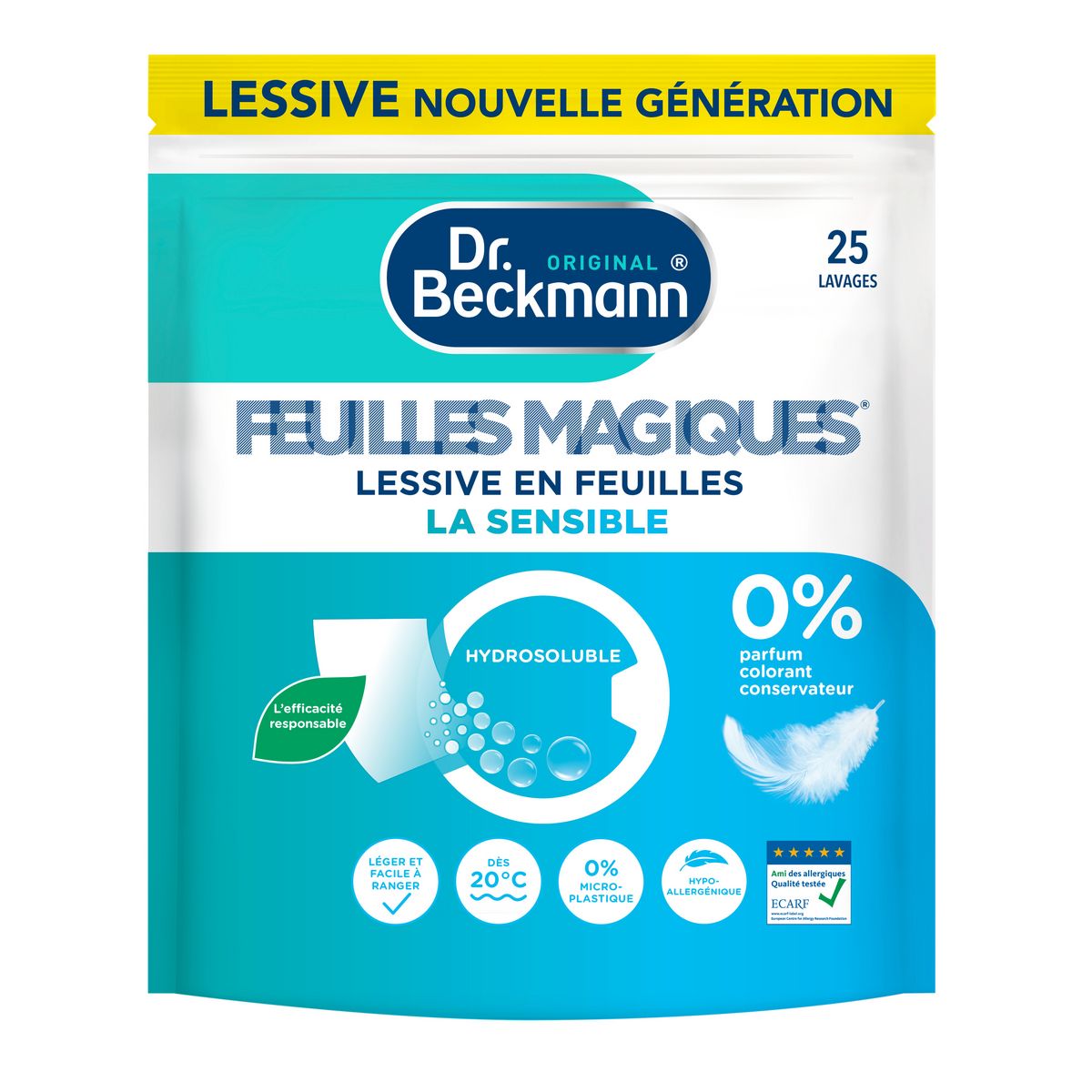 DR BECKMANN Lessive feuilles magiques la sensible 25 feuilles