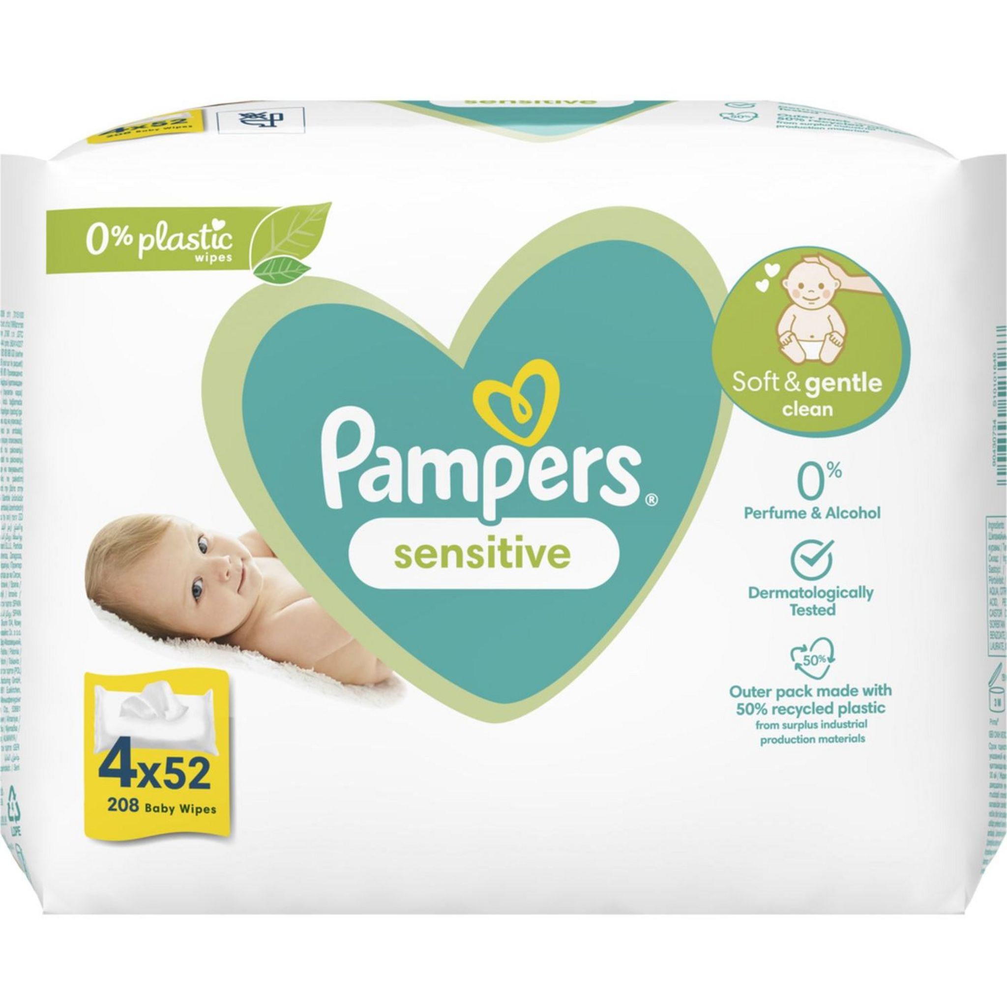 Pampers Lingettes Sensitive - Lot De 12 Paquets De 56 Lingettes - Pour Peau Délicate De Bébé - Épaisses Et Douces