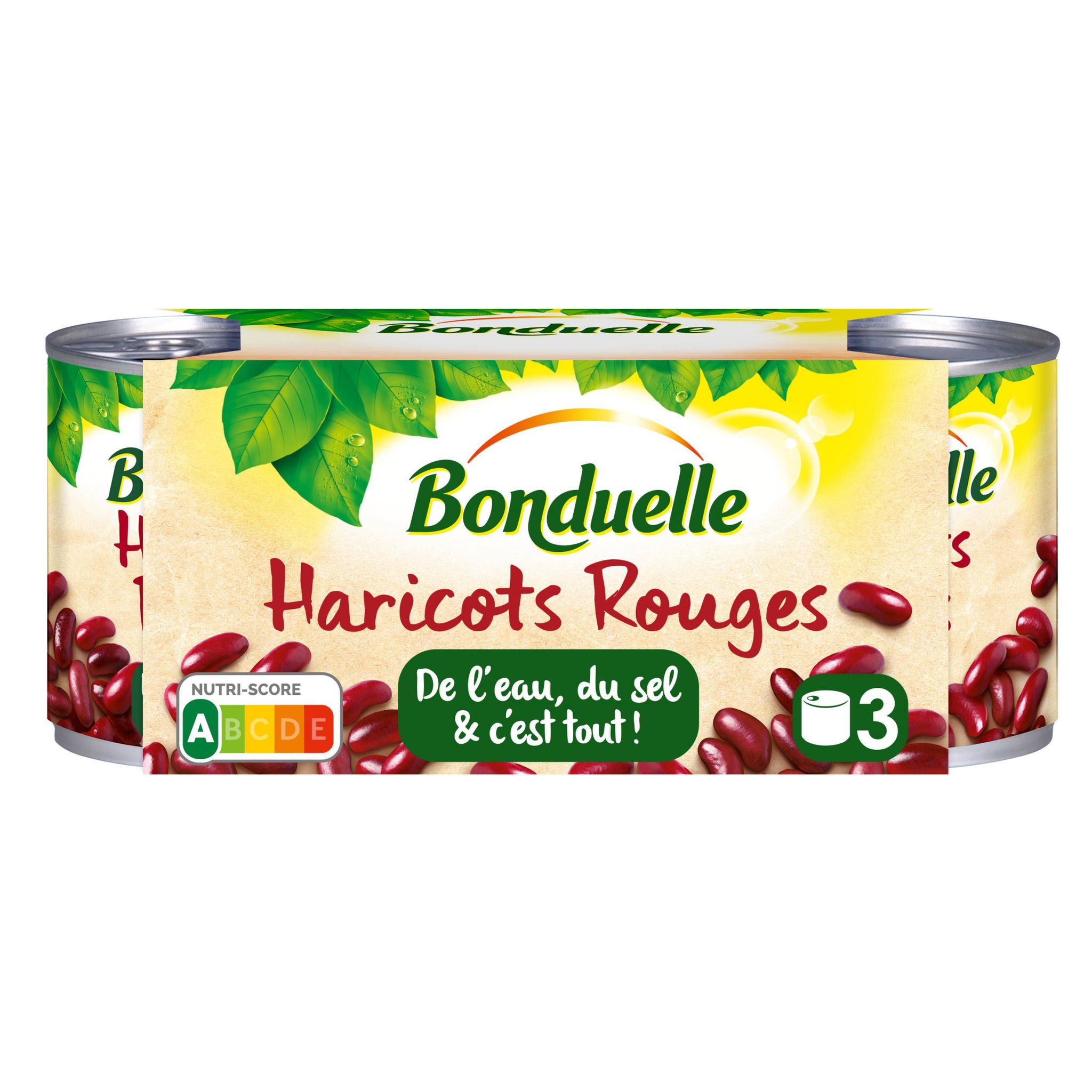 BONDUELLE Haricots rouges jus nature 3x125g