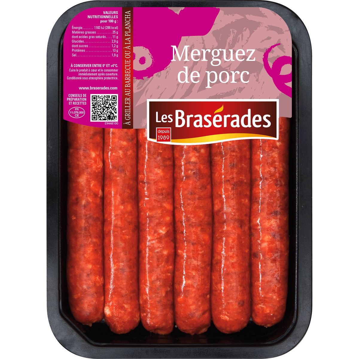 LES BRASERADES Merguez de porc 6 pièces 300g