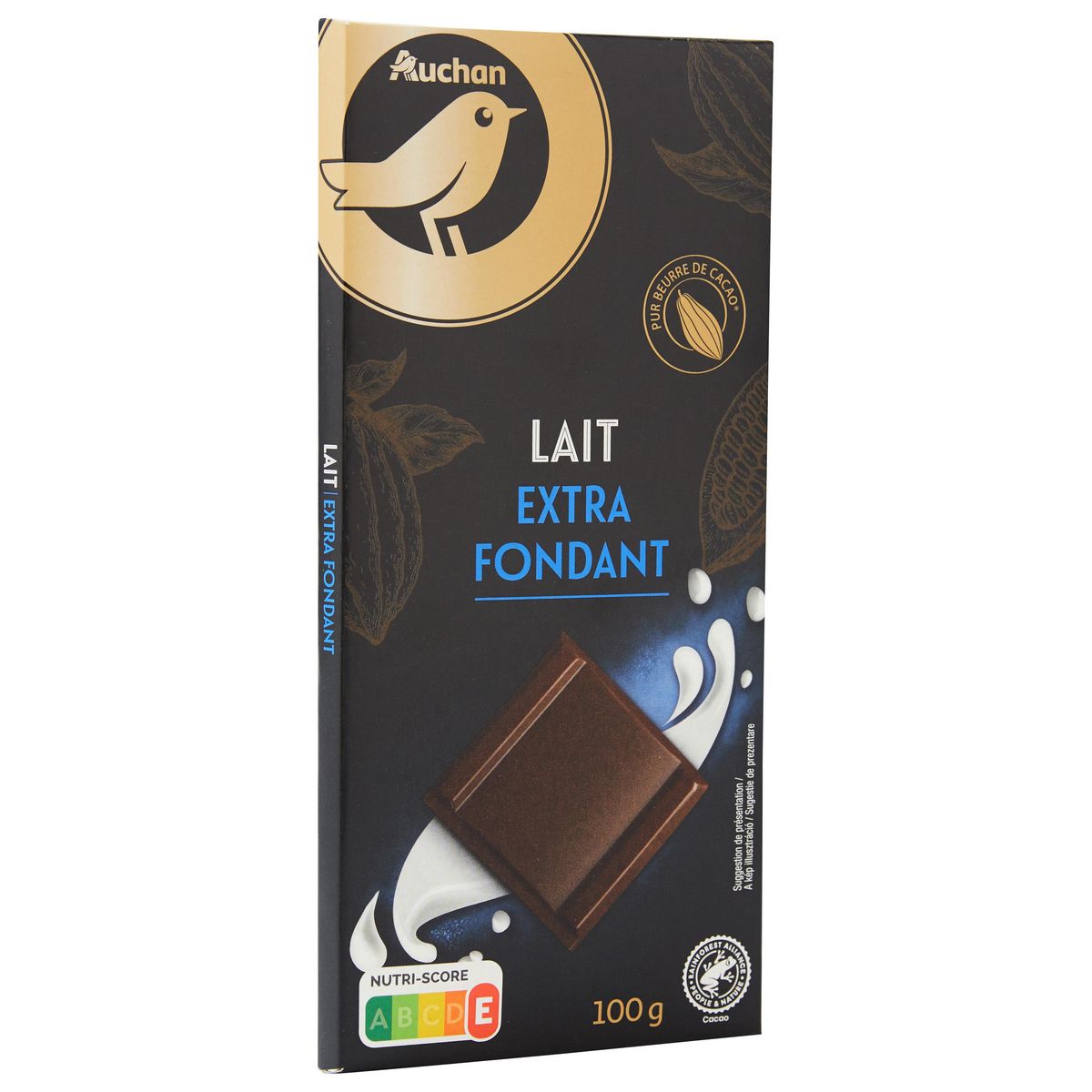 AUCHAN Tablette de chocolat au lait extra fondant 1 pièce 100g