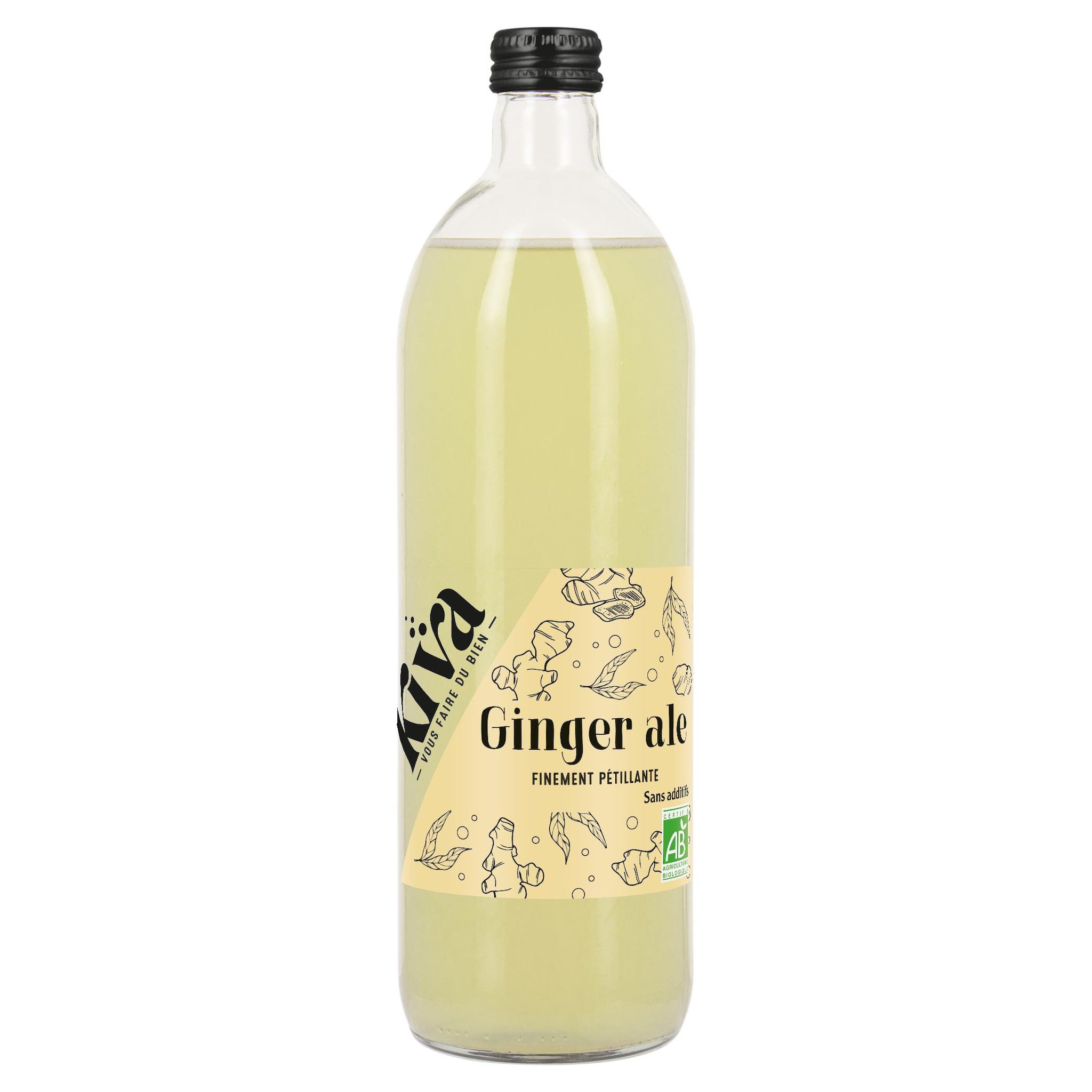 KIVA Ginger ale boisson finement pétillante au gingembre bio 75cl