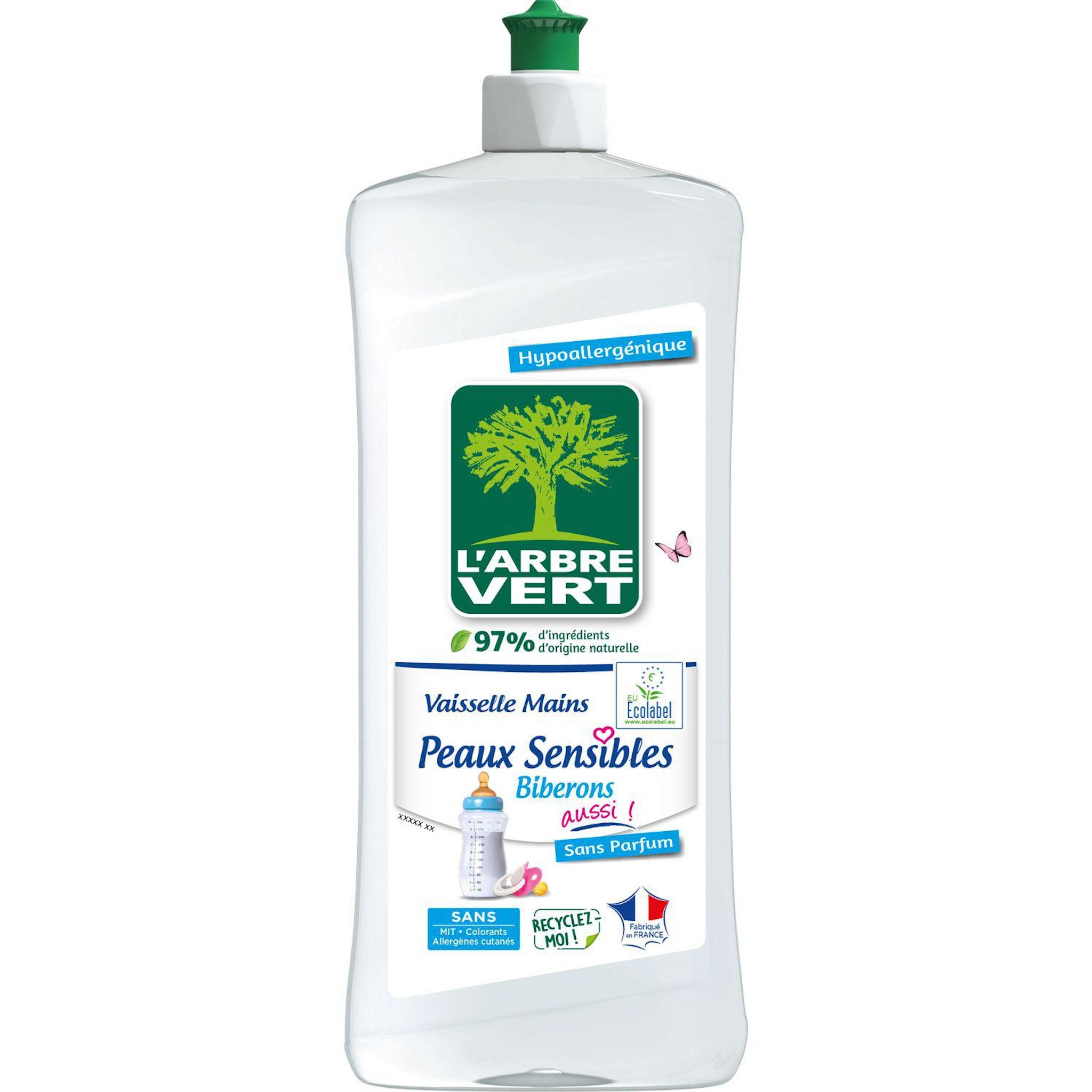 Voir la diapositive 2 : L'ARBRE VERT Liquide vaisselle mains peaux sensibles 750ml