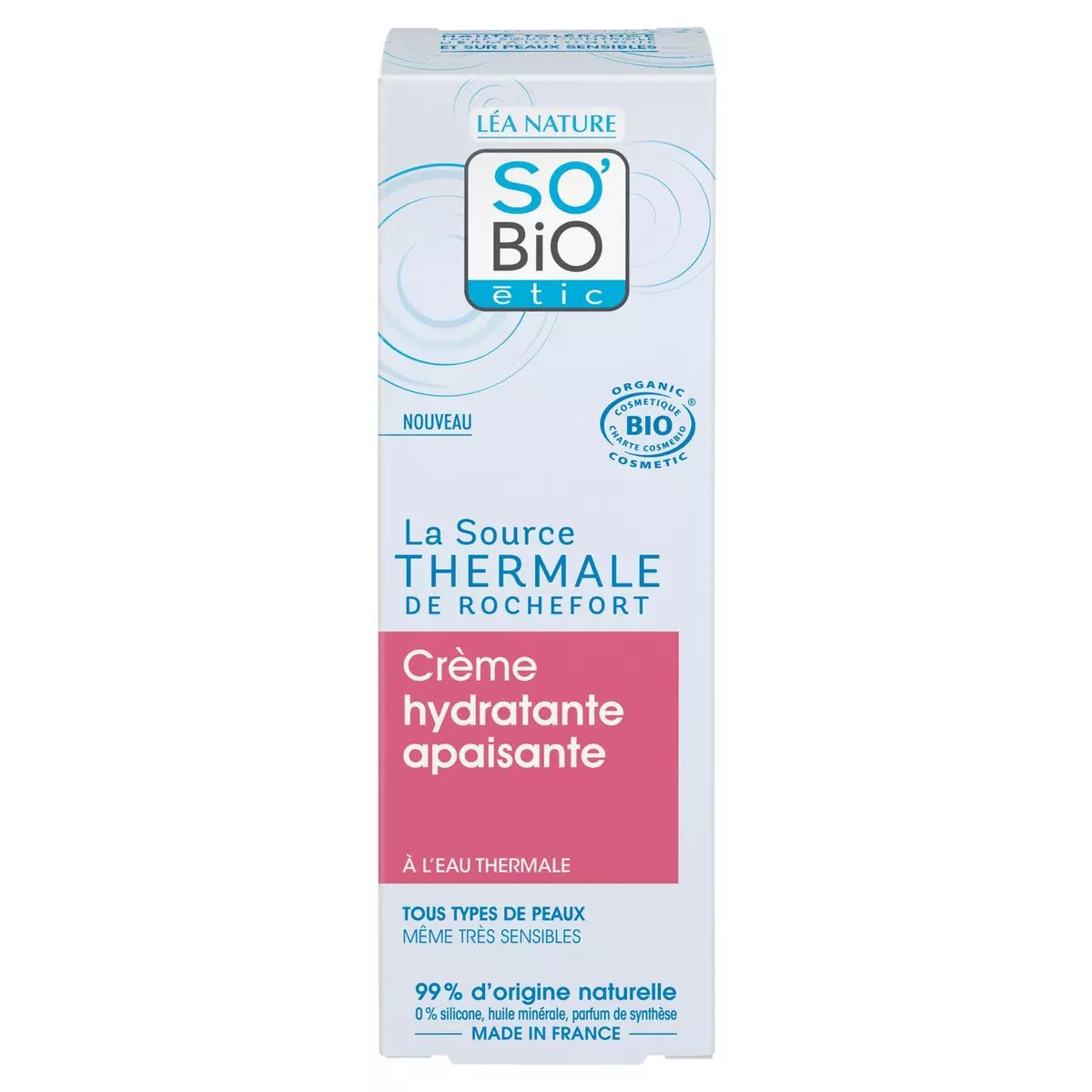 SO BIO ETIC Crème hydratante apaisante bio à l'eau thermale tous types de peaux 50ml