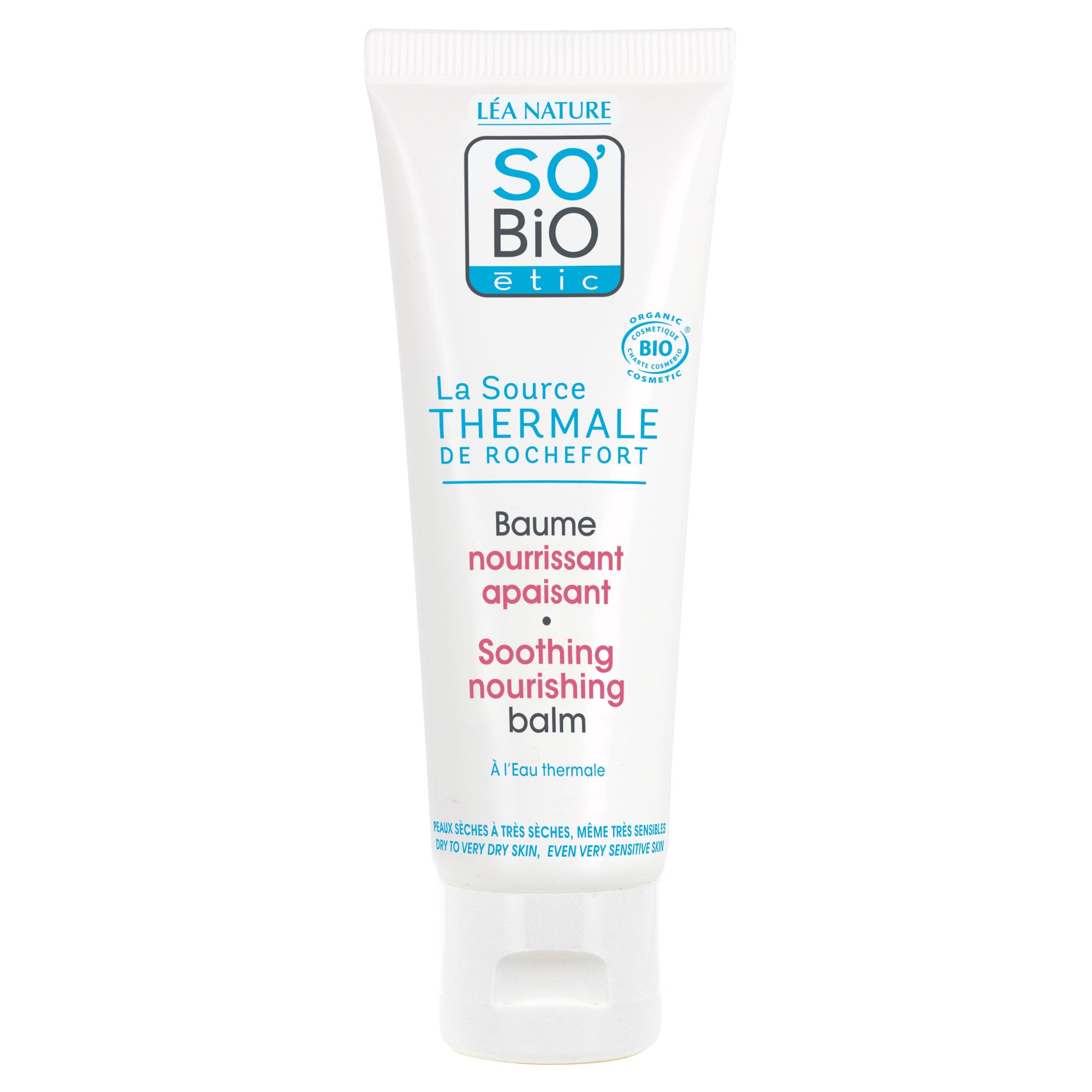 Voir la diapositive 2 : SO BIO ETIC Baume nourrissant apaisant bio à l'eau thermale peaux sèches à très sèches 50ml