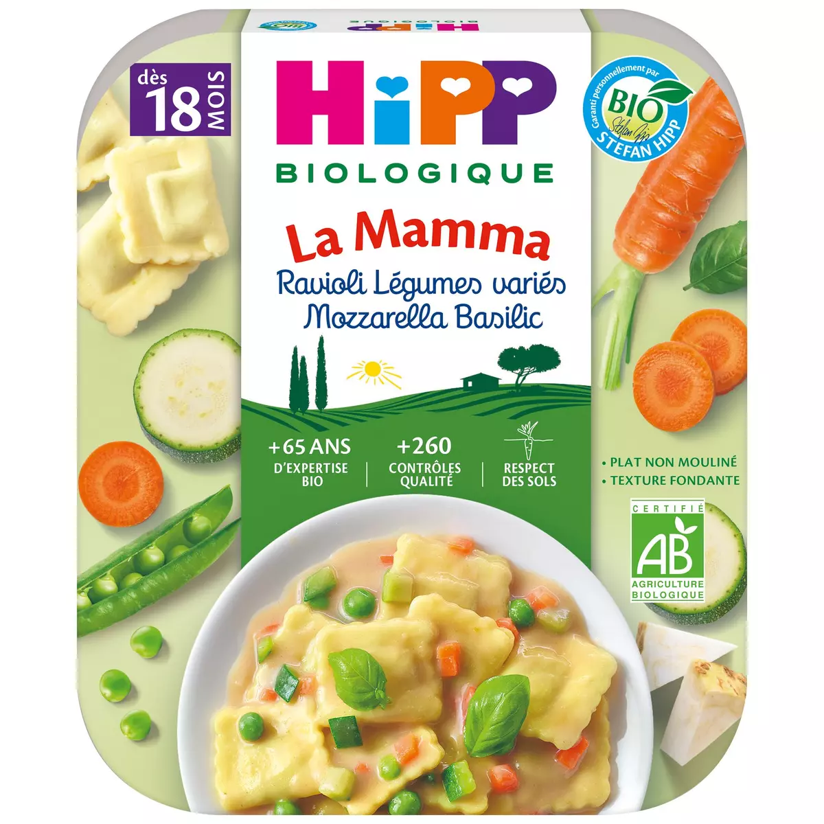 HIPP La mamma assiette ravioli légumes mozzarella basilic bio dès 18 mois 250g