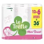 TREFLE Papier toilette blanc maxi douceur = 36 standards 12 rouleaux+6 offerts
