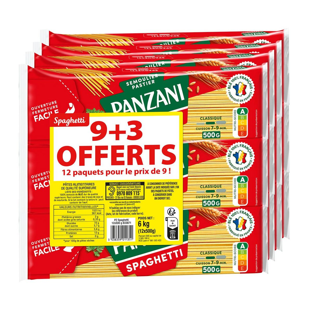 PANZANI Spaghetti  500g x 9 +3 offerts