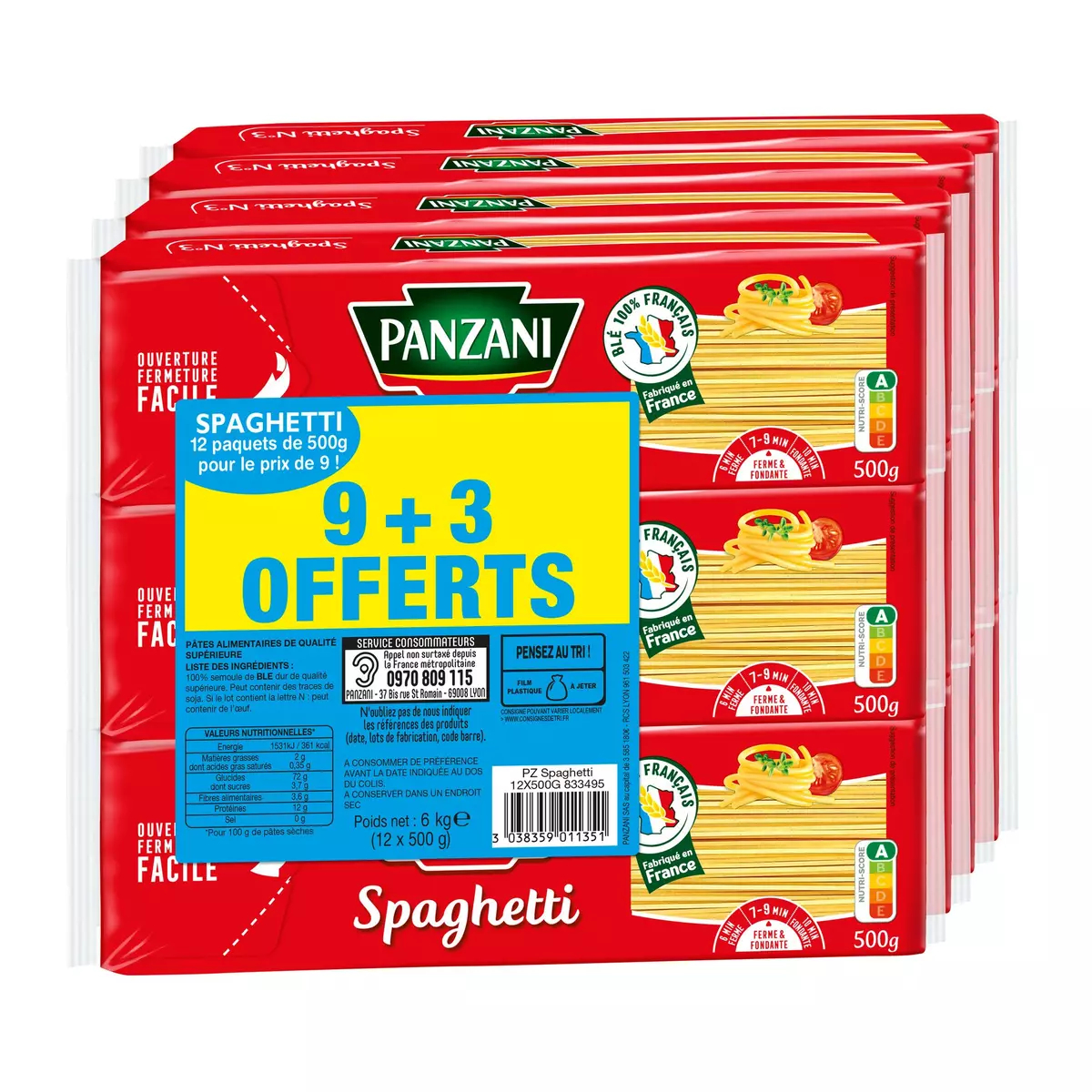 PANZANI Spaghetti  500g x 9 +3 offerts
