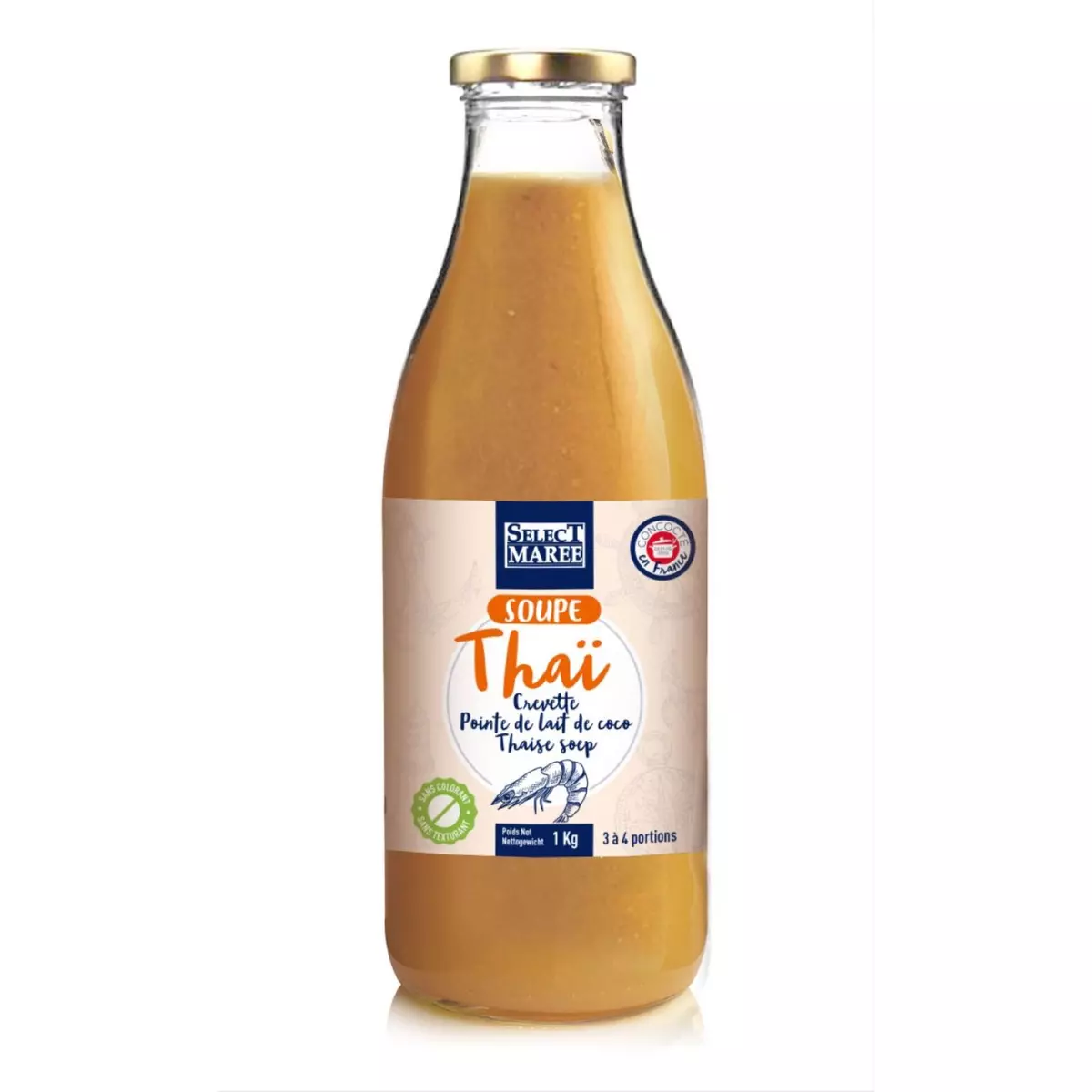SELECT MAREE Soupe thaï à la crevette lait de coco thaise soep 3-4 portions 1l