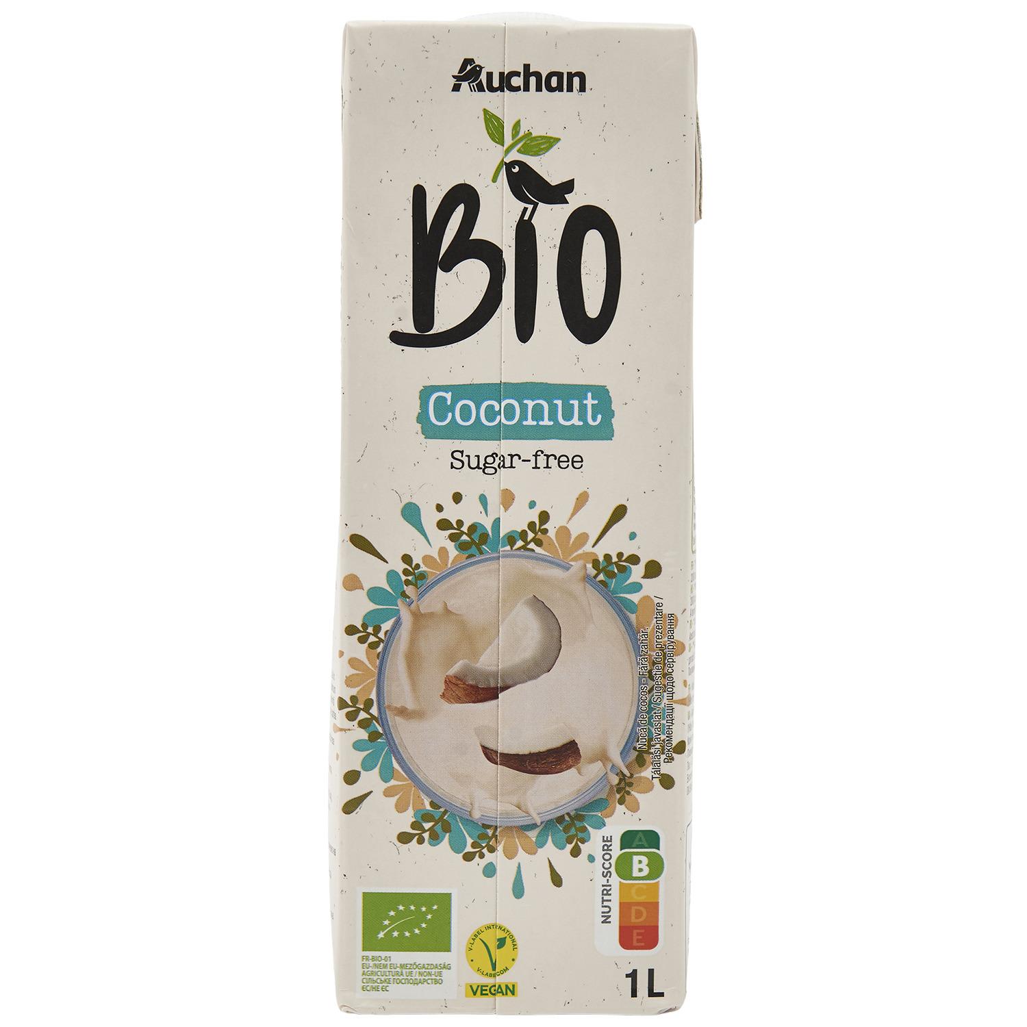 Voir la diapositive 2 : AUCHAN BIO Boisson coco sans sucres 1l