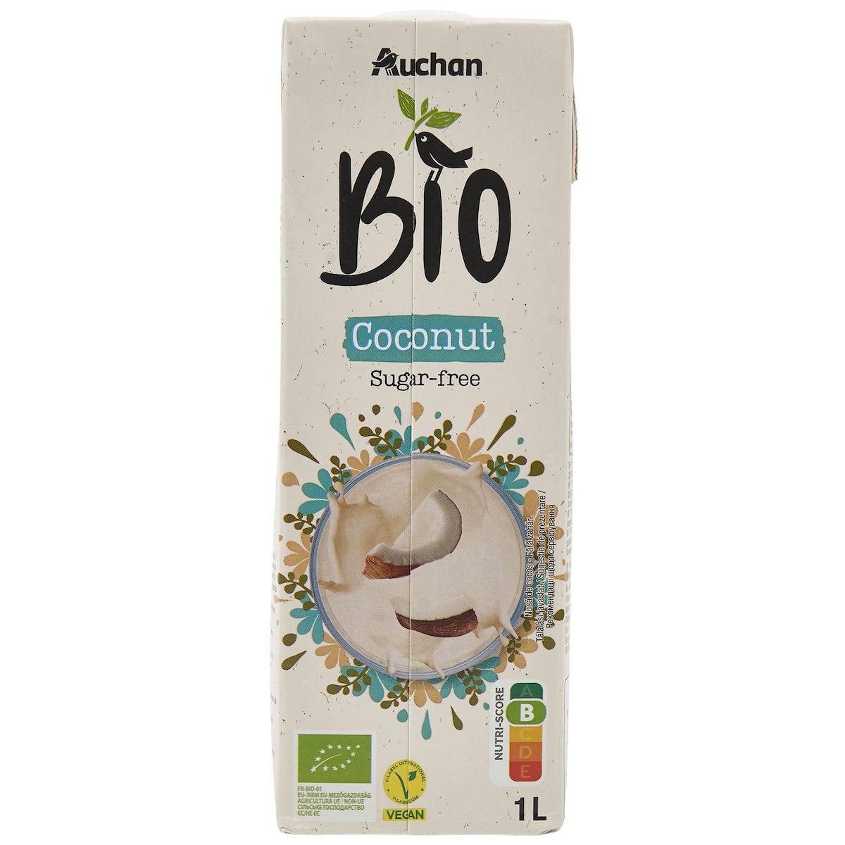 AUCHAN BIO Boisson coco sans sucres 1l