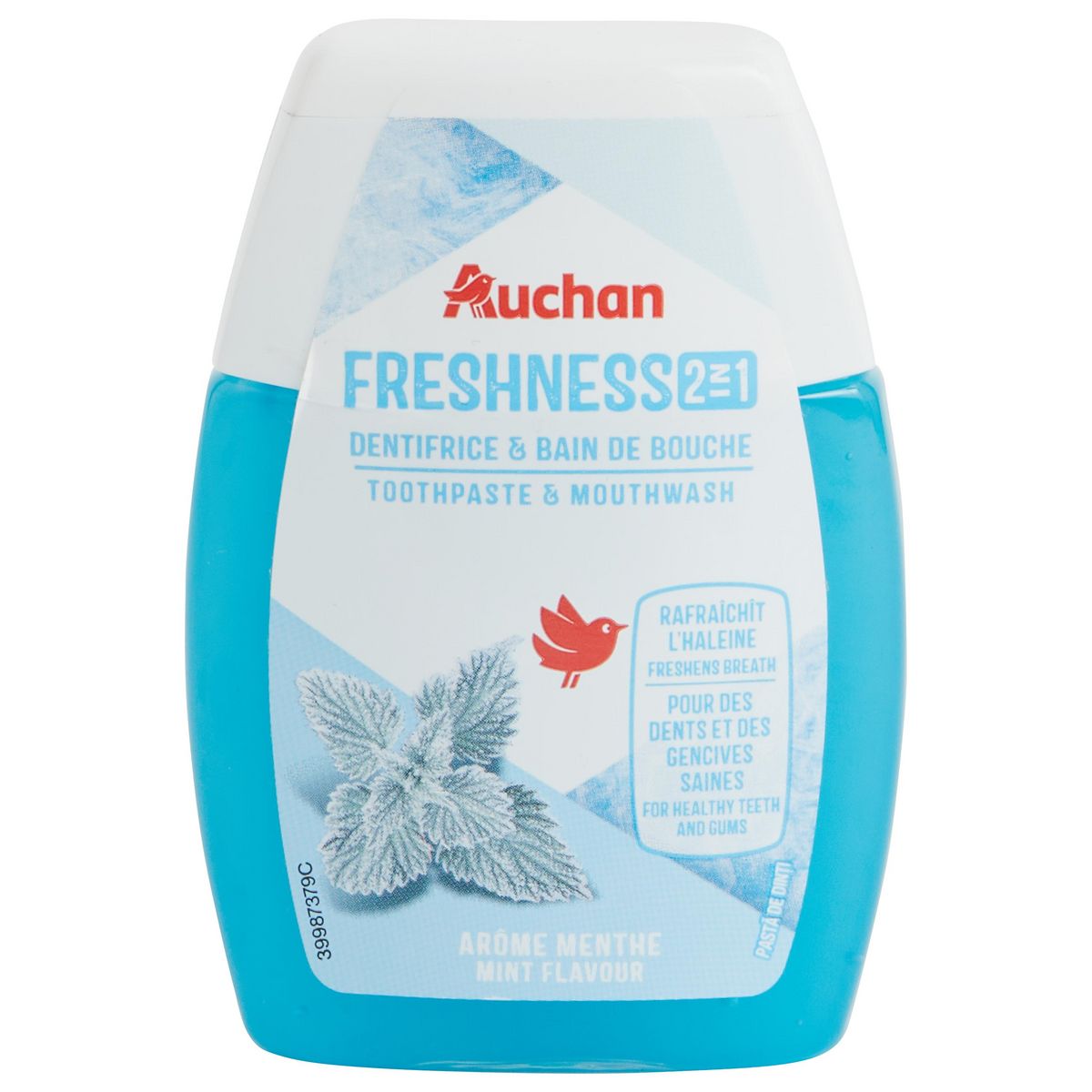 AUCHAN Dentifrice et bain de bouche fraicheur 75ml