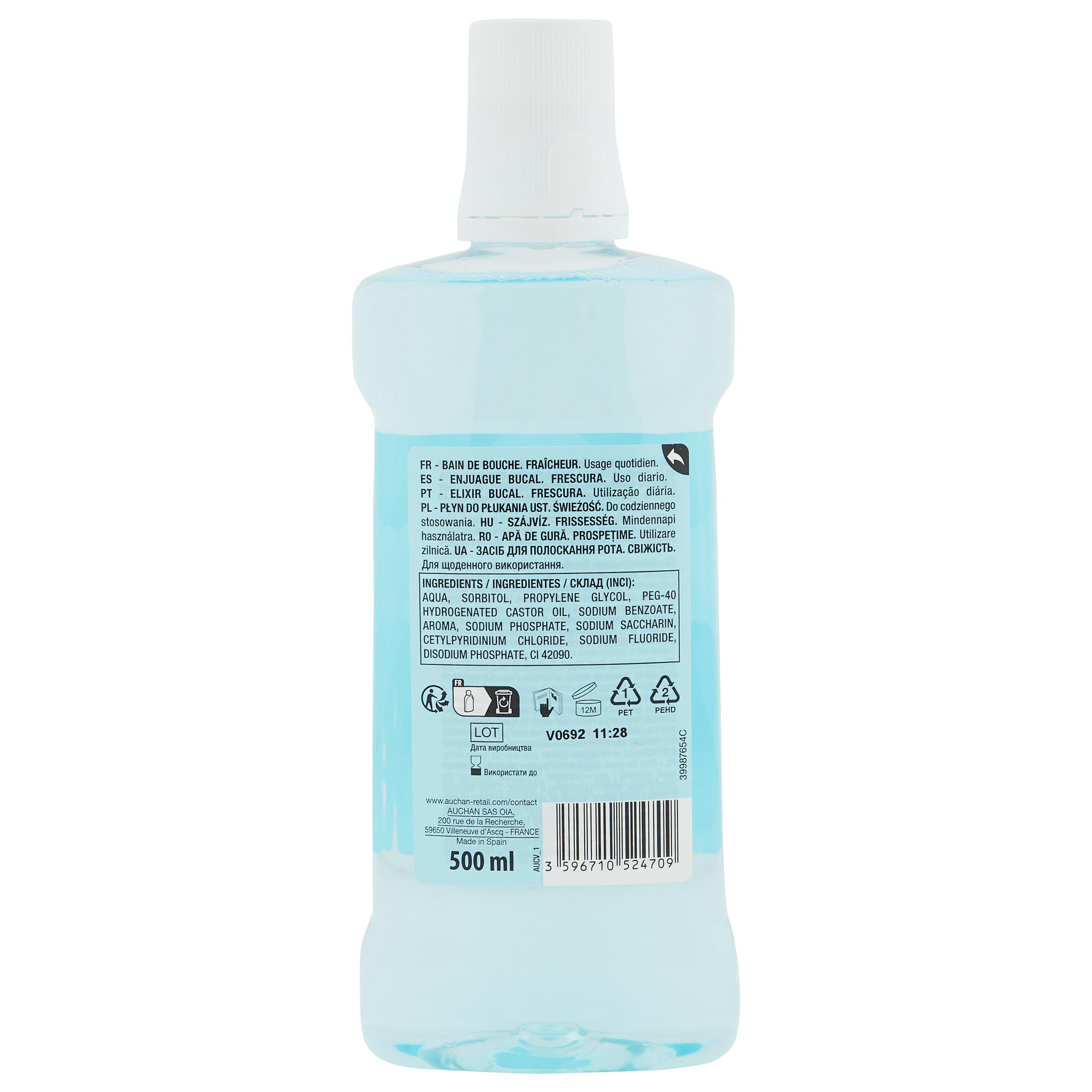 Voir la diapositive 3 : AUCHAN Bain de bouche sans alcool fraîcheur menthe 500ml