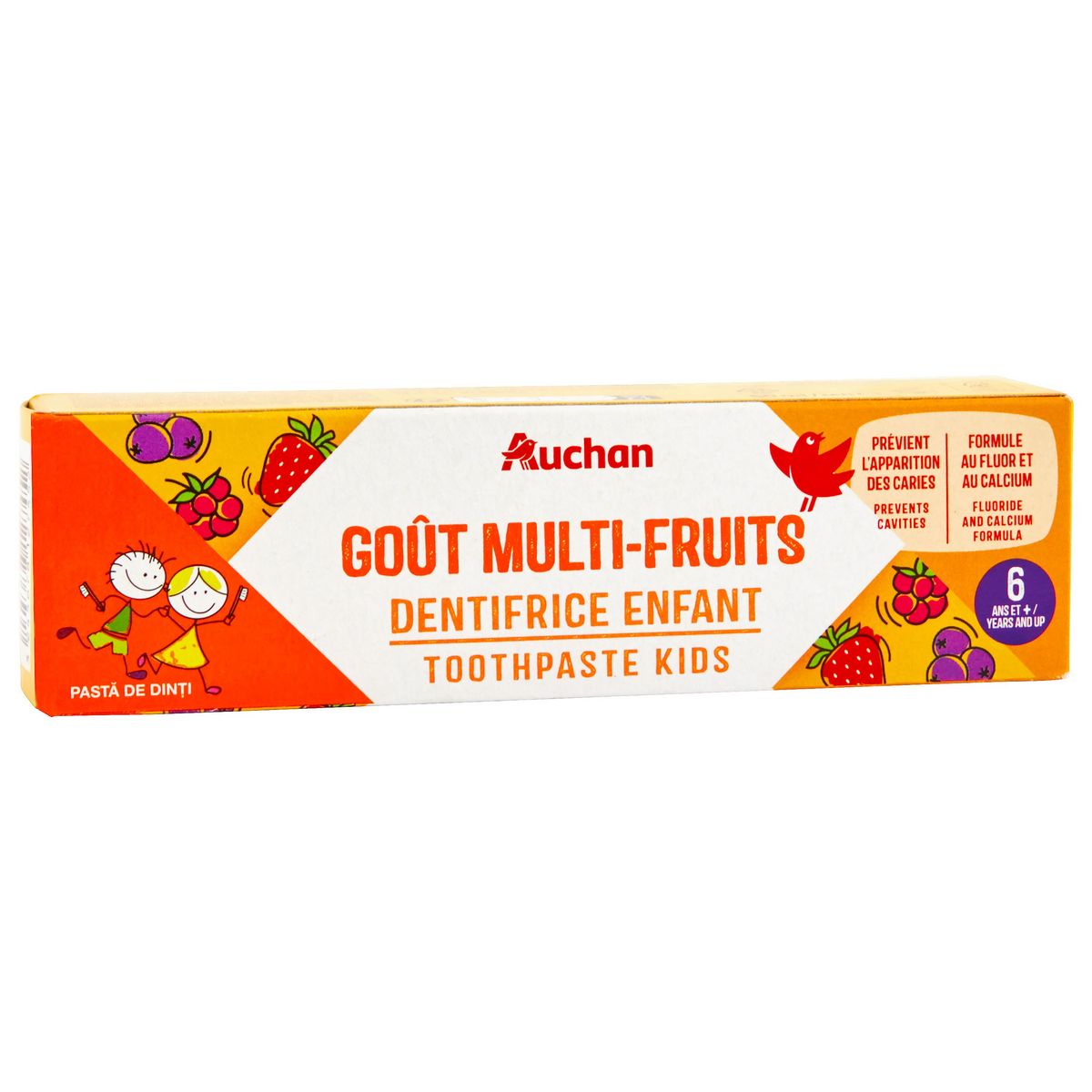 AUCHAN Dentifrice enfant goût multi-fruits 6ans et + 50ml