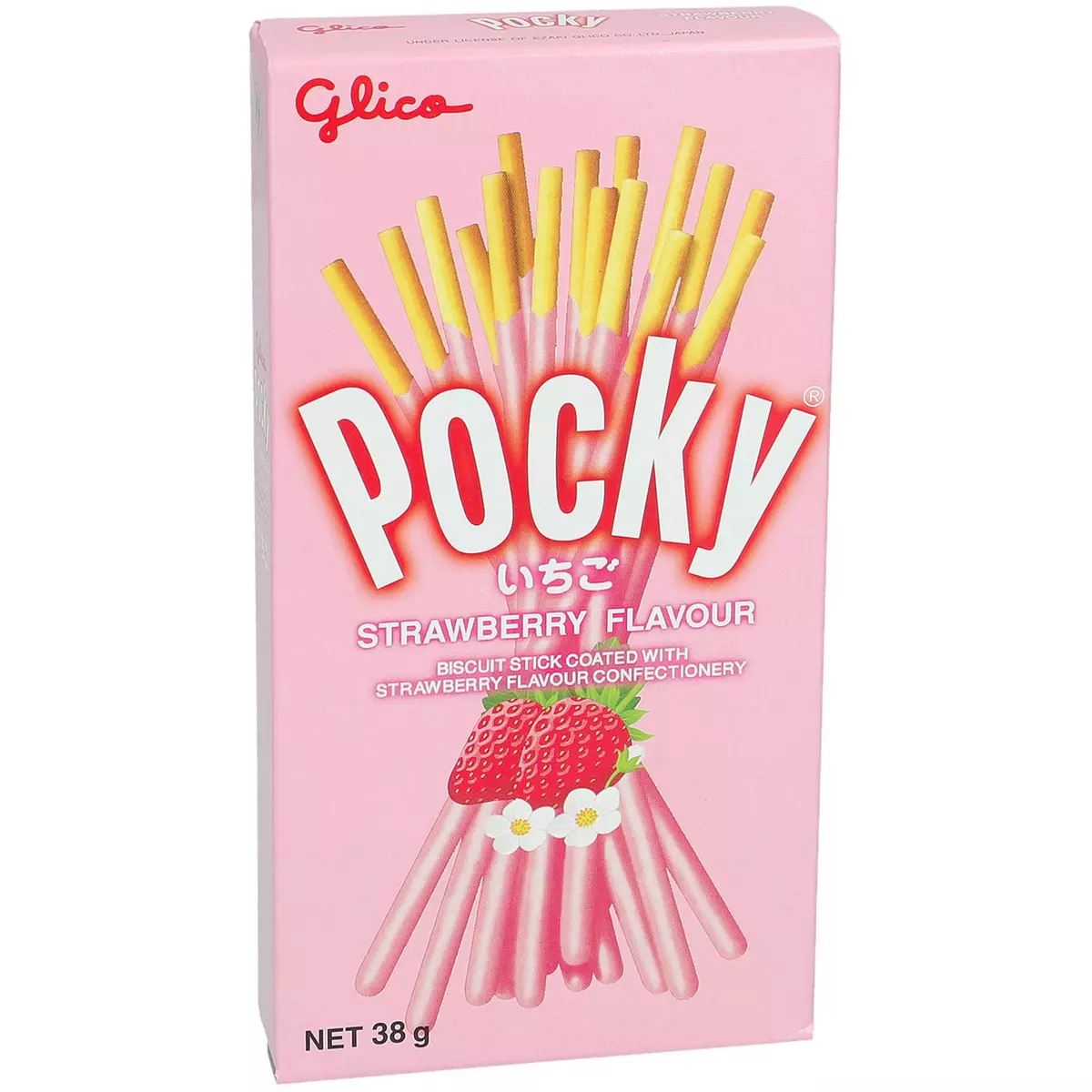 GLICO Pocky Biscuits bâtonnets nappés saveur fraise 39g