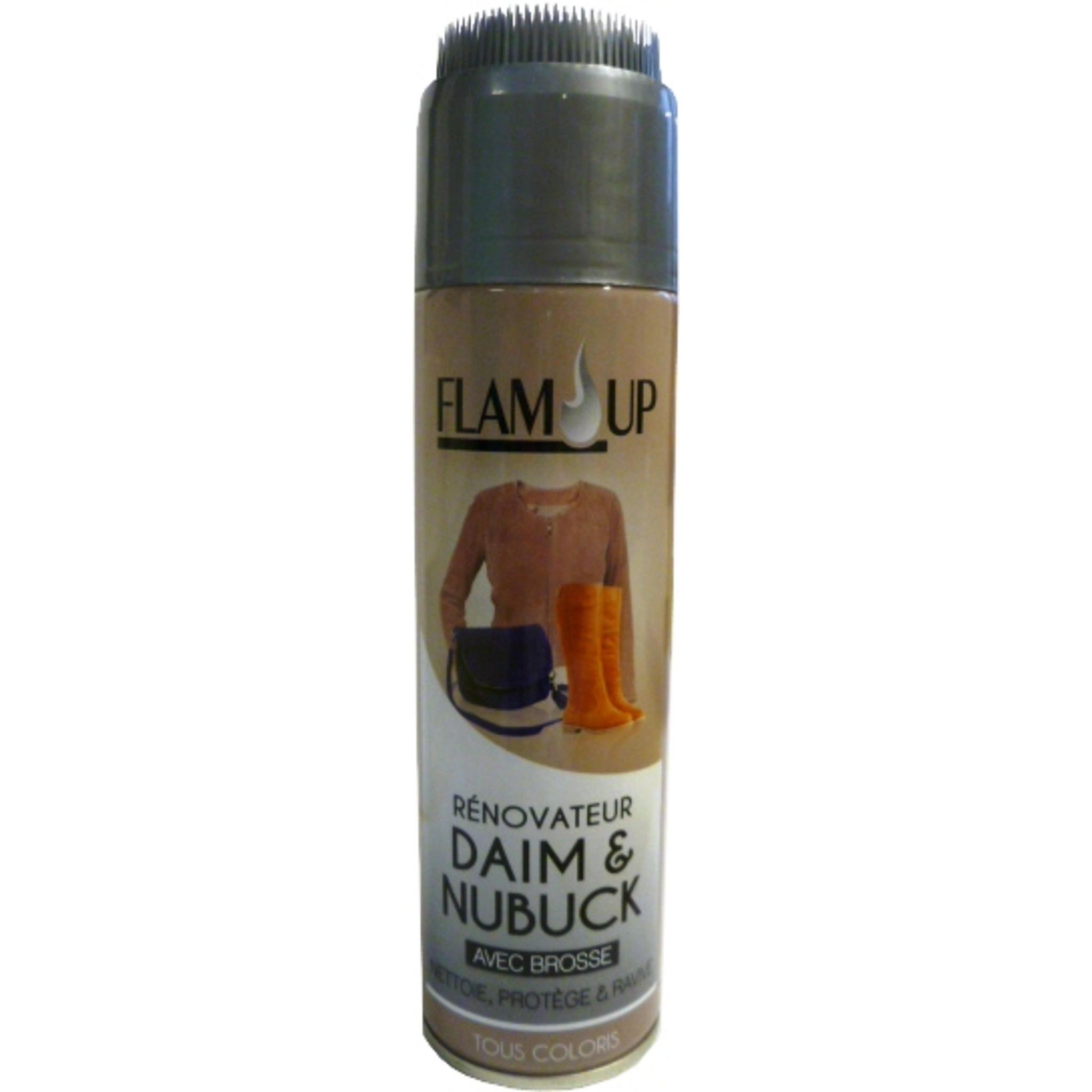 Voir la diapositive 2 : FLAM'UP Rénovateur daim et nubuck incolore avec brosse 250ml
