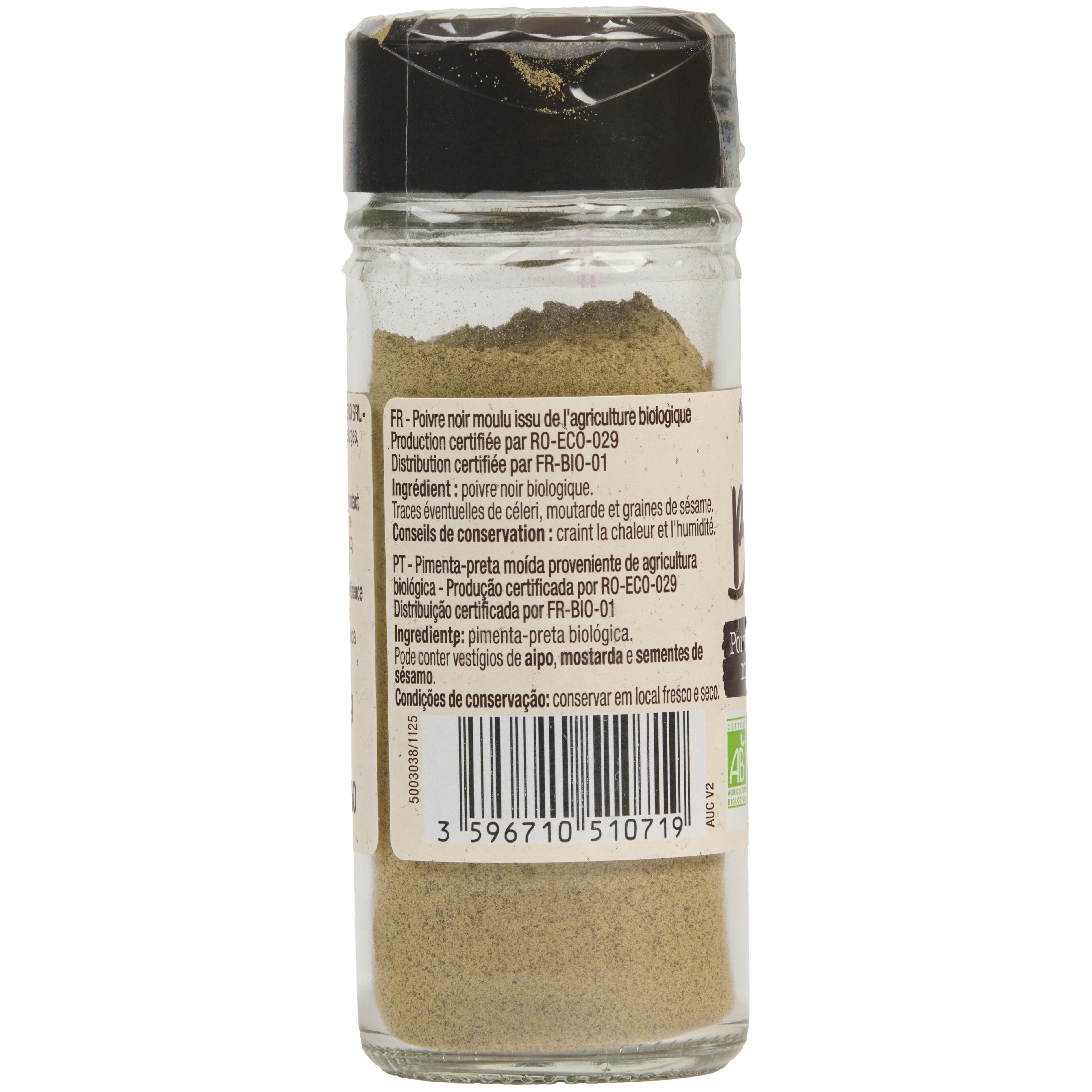 Voir la diapositive 2 : AUCHAN BIO Poivre noir moulu bio 38g