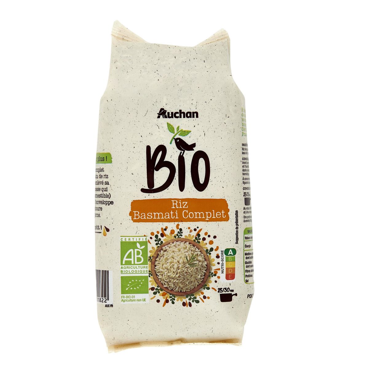 AUCHAN BIO Riz basmati complet bio 500g
