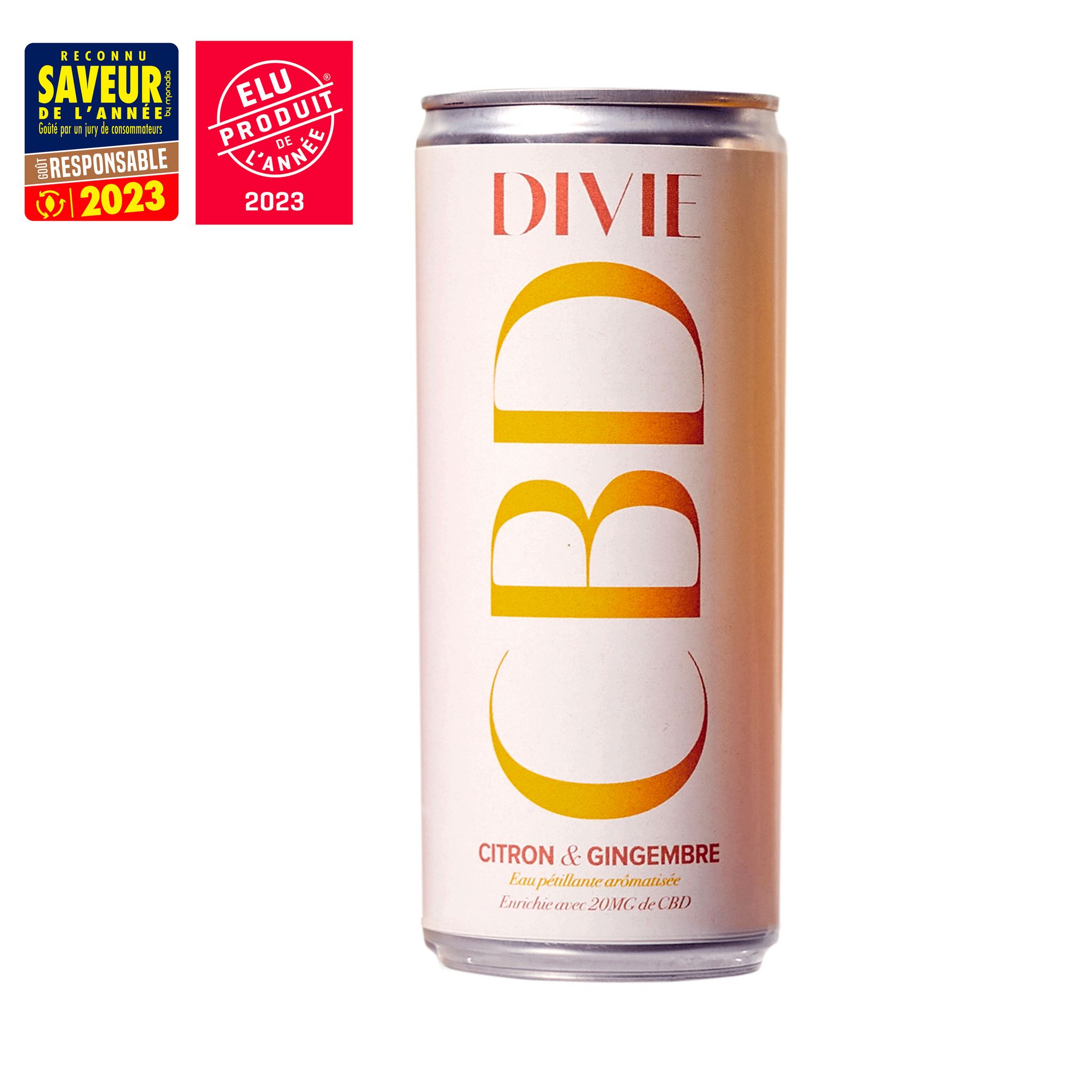 DIVIE Eau aromatisée citron gingembre et CBD 250ml