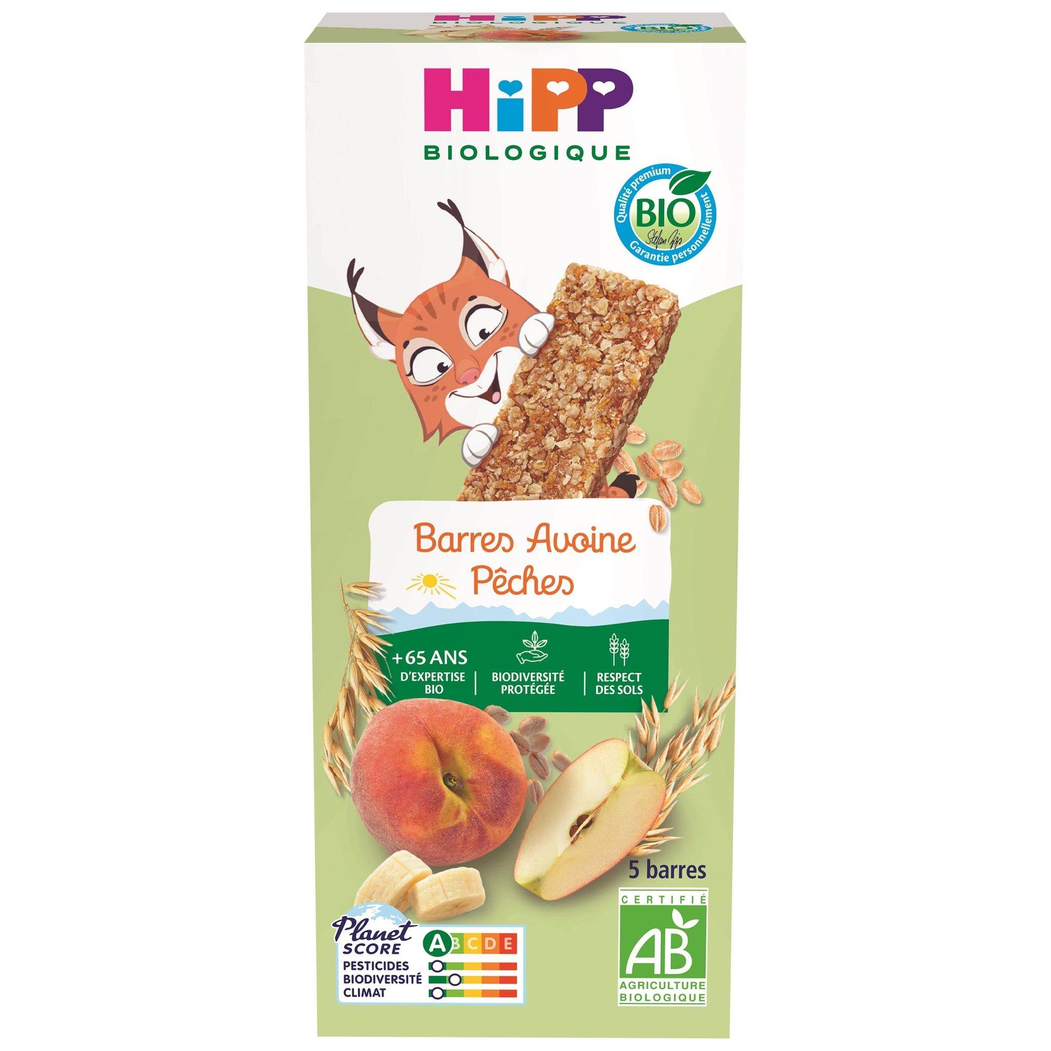 HIPP Barres avoines et pêches bio dès 12 mois 5 barres