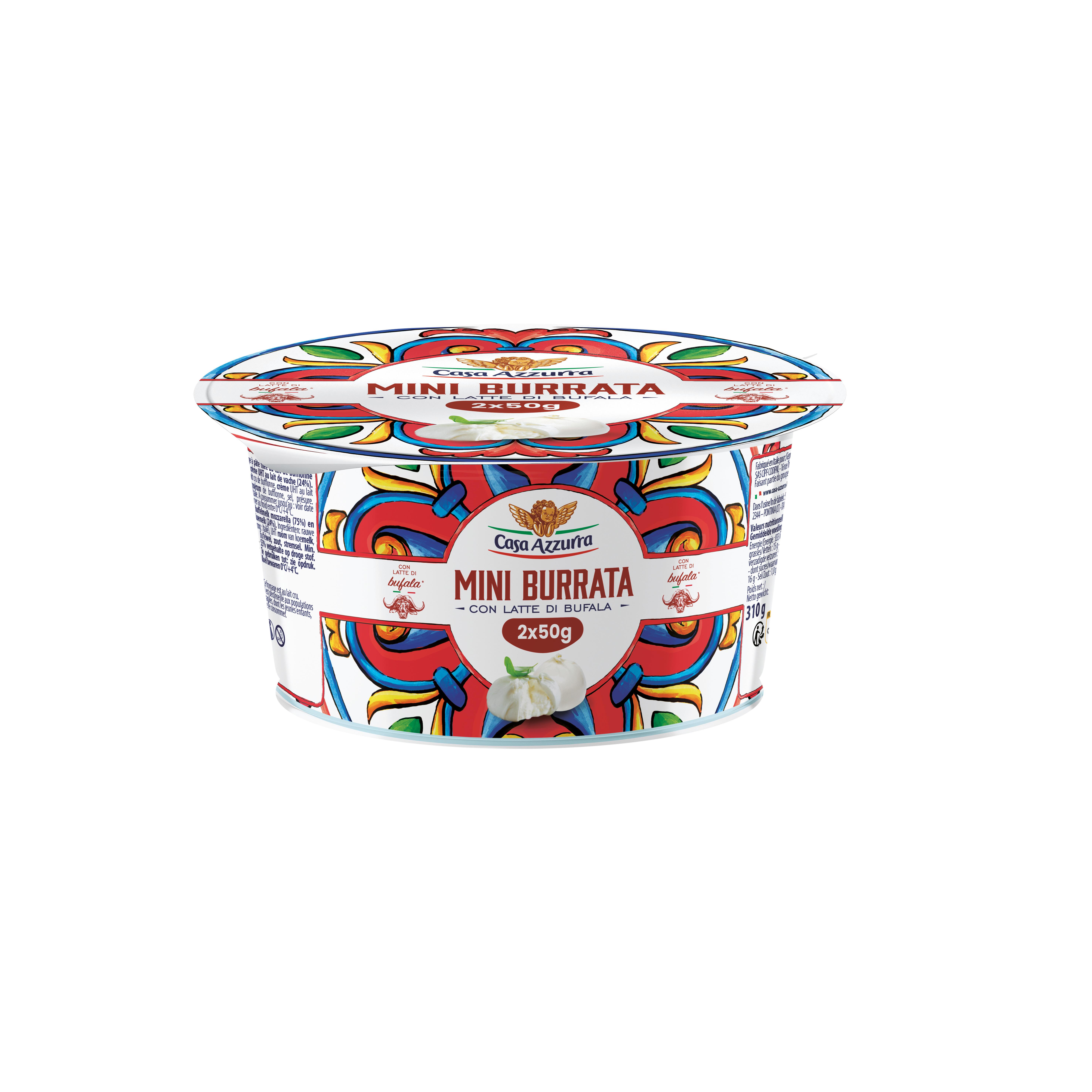 Voir la diapositive 2 : CASA AZZURRA Mini burrata con latte di bufala 2x50g