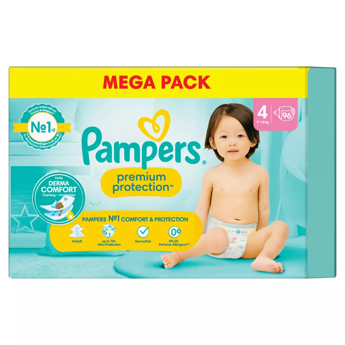 PAMPERS Premium-protection couches taille 4 (9-14kg) 96 couches