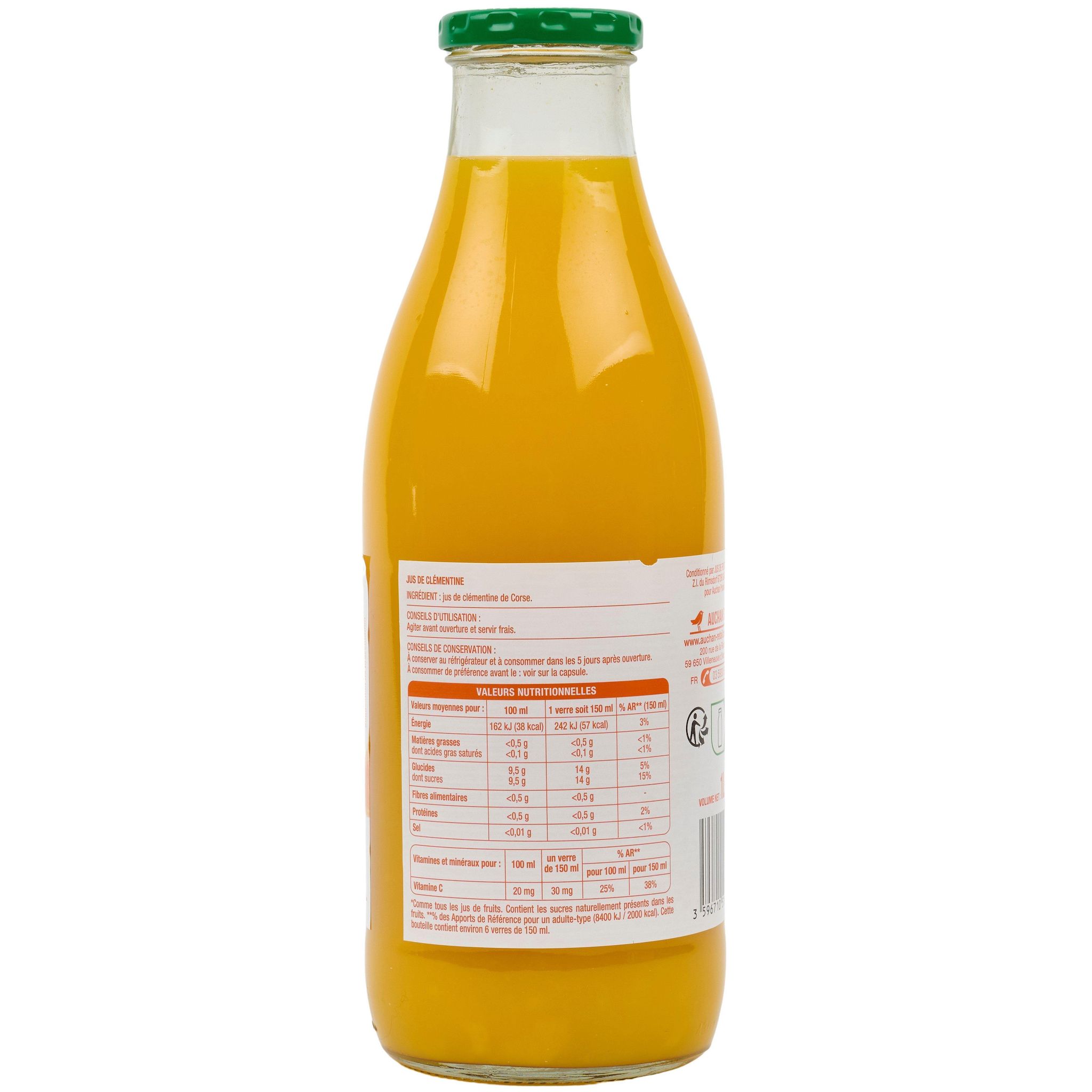 Voir la diapositive 3 : AUCHAN CULTIVONS LE BON Pur jus de Clémentine Corse 1l