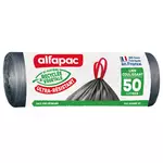 ALFAPAC Sacs poubelles recyclés ultra-résistant liens coulissants 50l 10 sacs