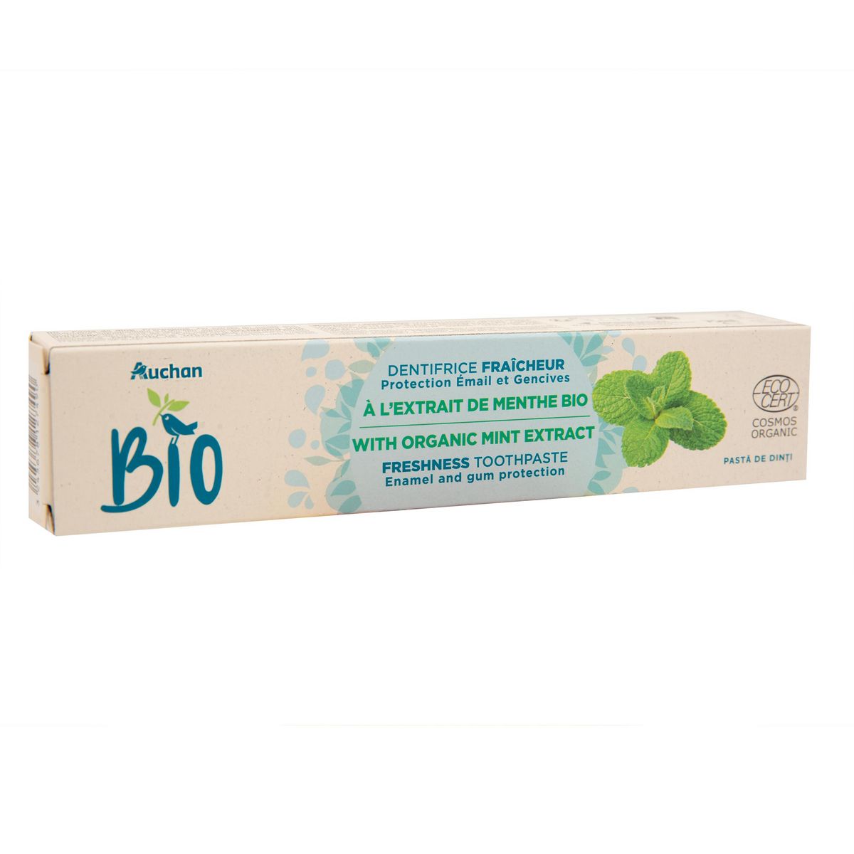 AUCHAN BIO Dentifrice fraîcheur à l'extrait de menthe bio 75ml