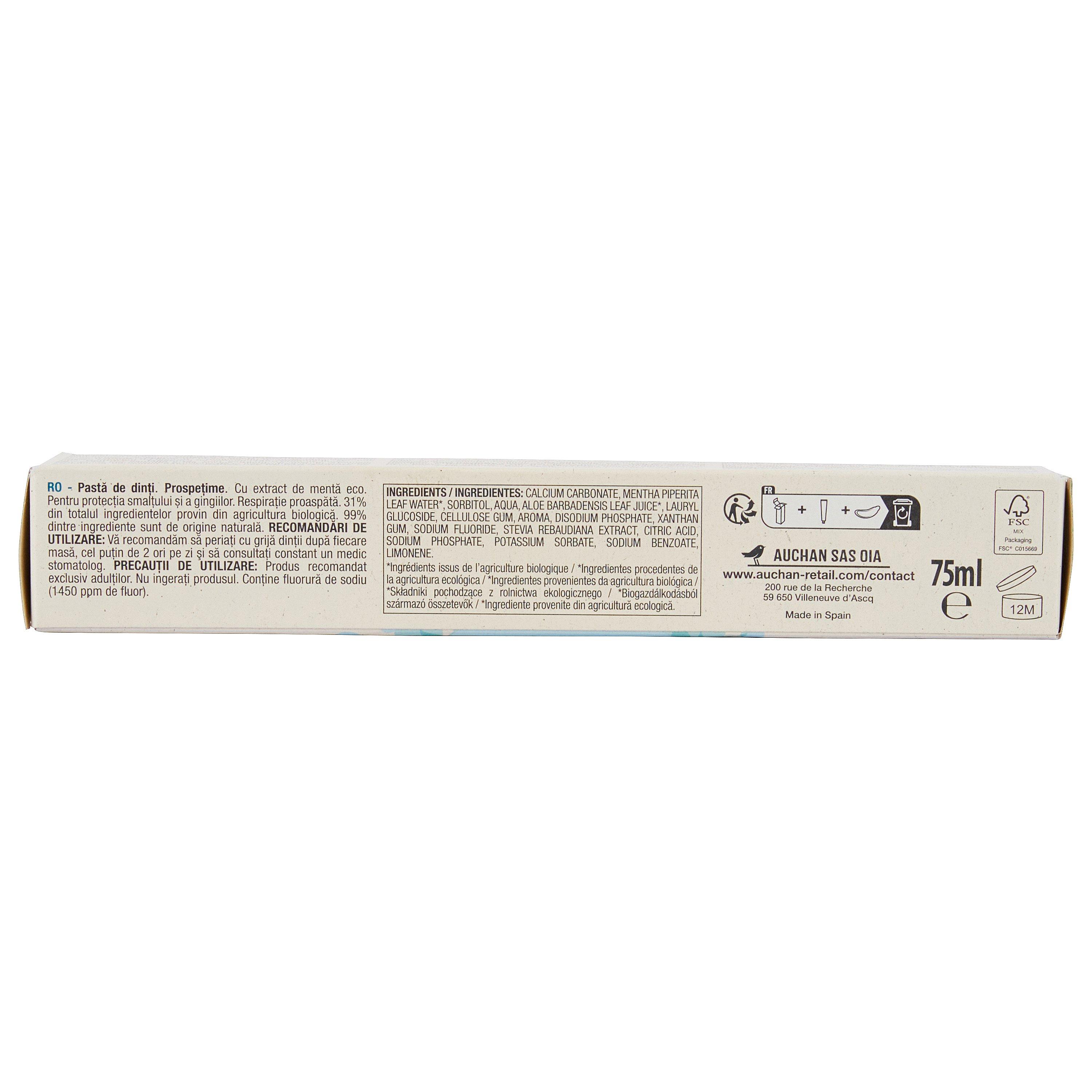 Voir la diapositive 4 : AUCHAN BIO Dentifrice fraîcheur à l'extrait de menthe bio 75ml