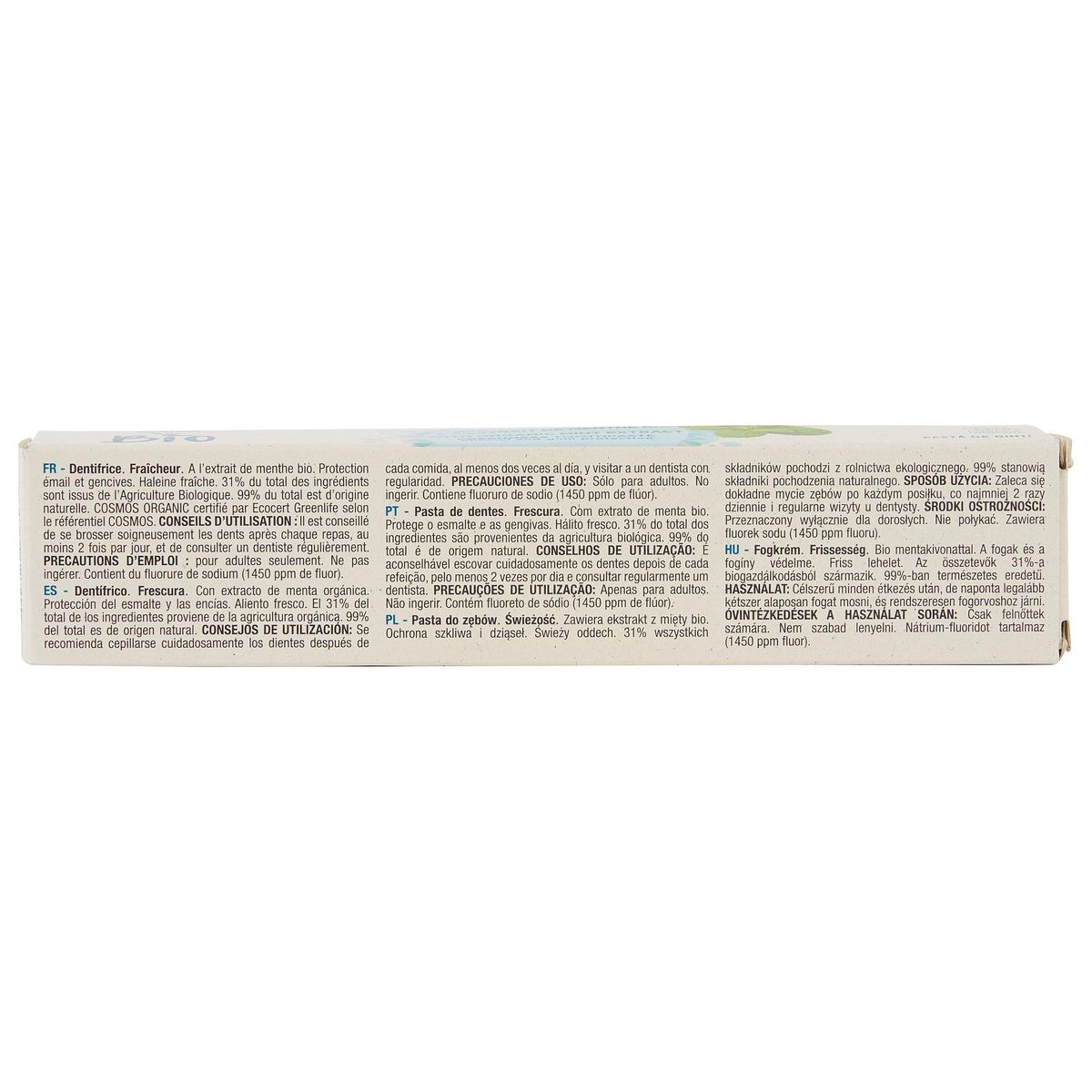 AUCHAN BIO Dentifrice fraîcheur à l'extrait de menthe bio 75ml