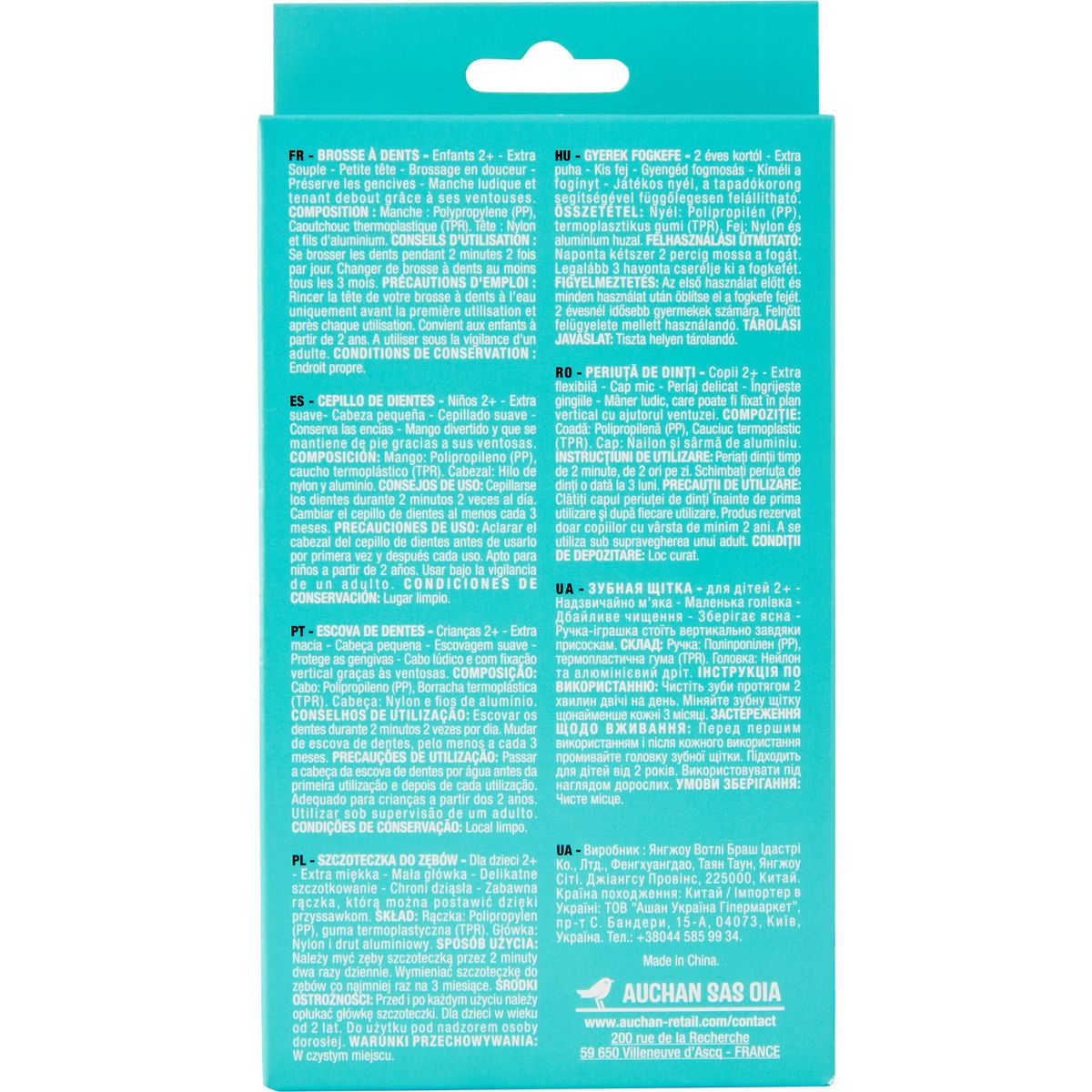 AUCHAN Brosse à dents Panda pour enfant 2ans+ 3 brosses