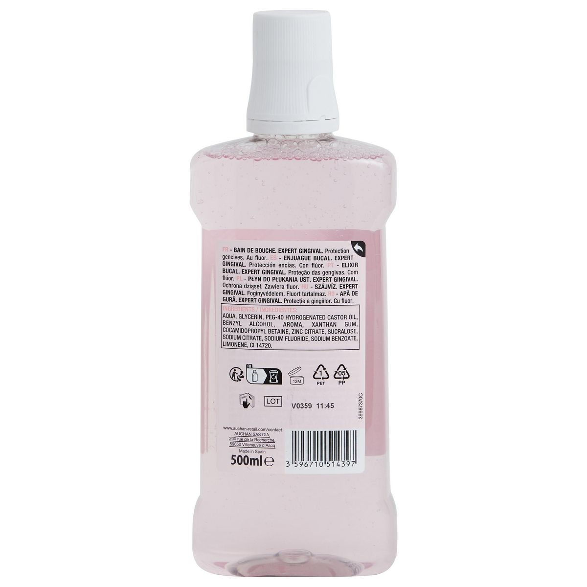 AUCHAN Bain de bouche gingival 500ml