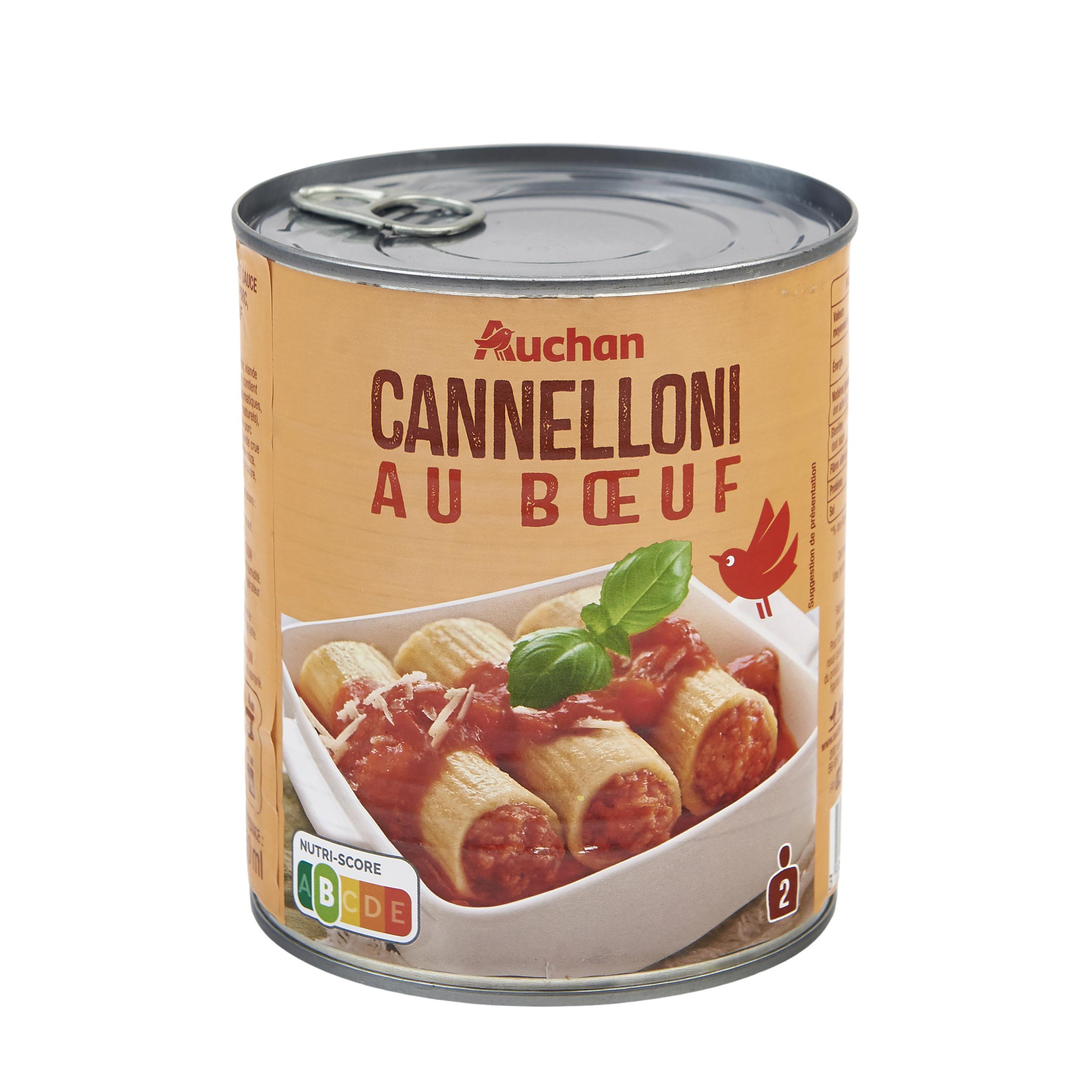 Voir la diapositive 2 : AUCHAN Cannelloni au boeuf 2 portions 800g