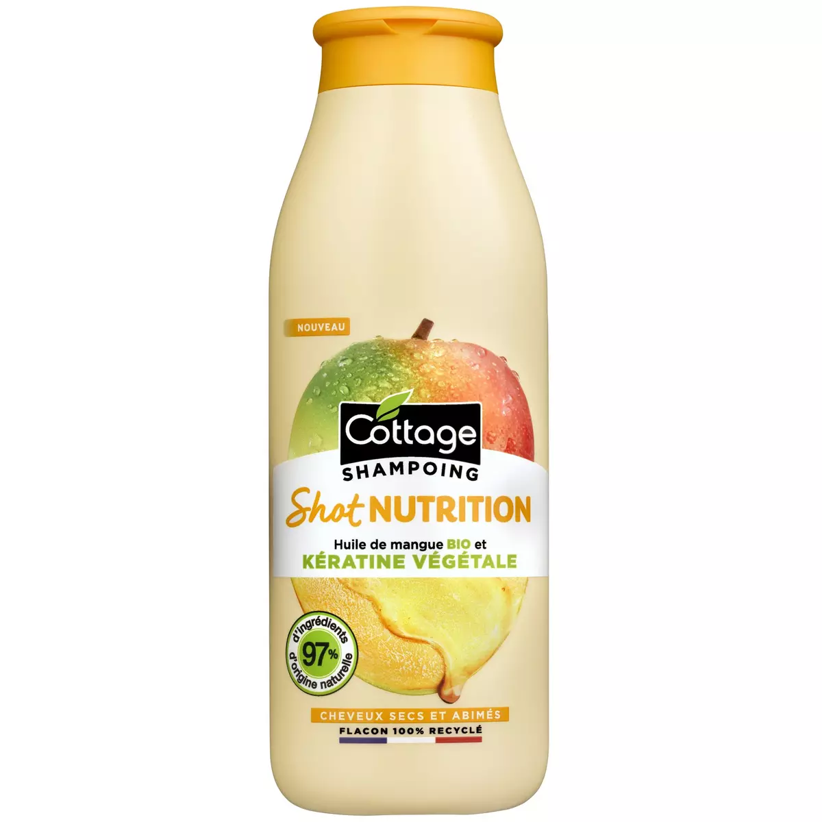 COTTAGE Shampooing shot nutrition huile de mangue bio et kératine végétale 250ml