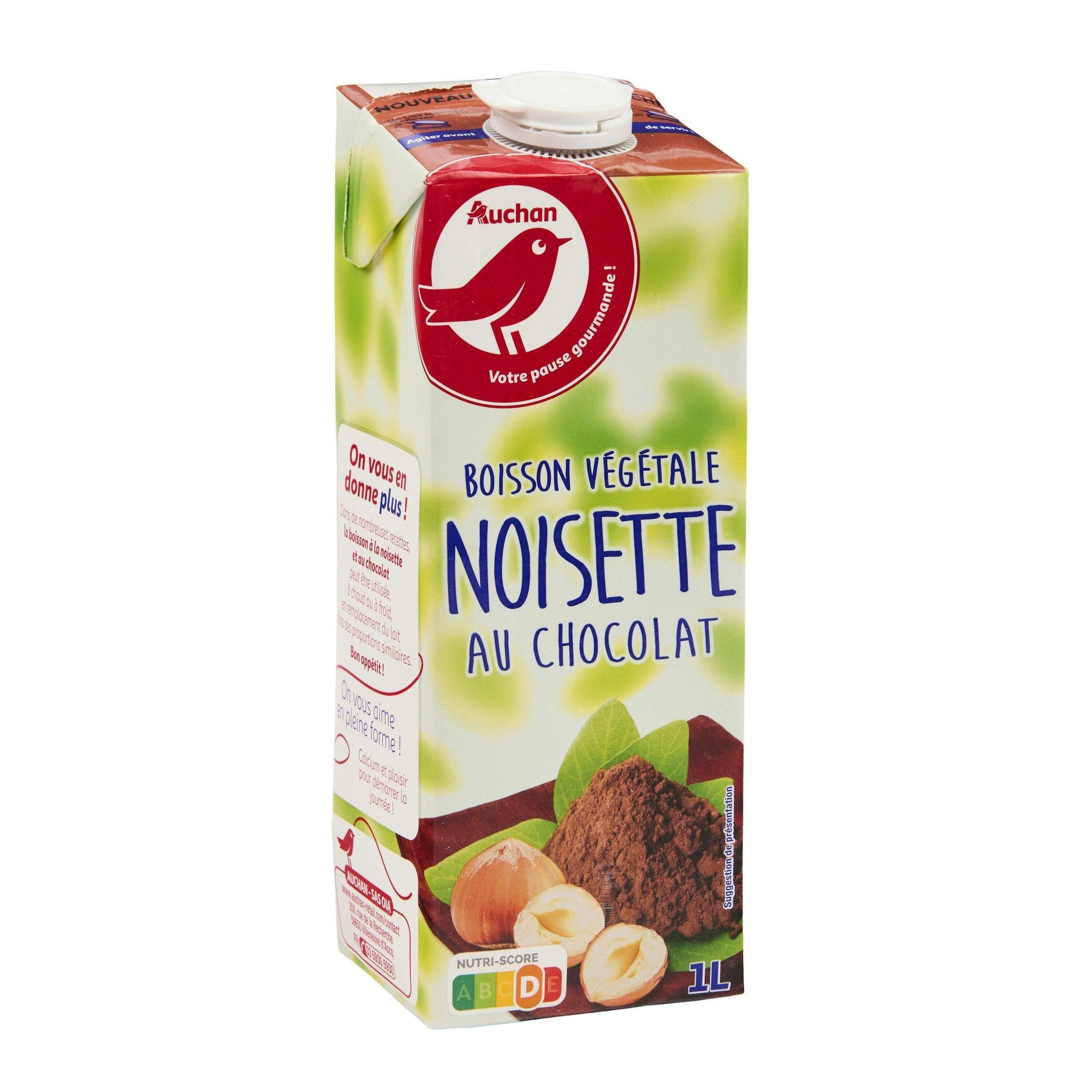 Voir la diapositive 3 : AUCHAN Boisson végétale noisette au chocolat 1l