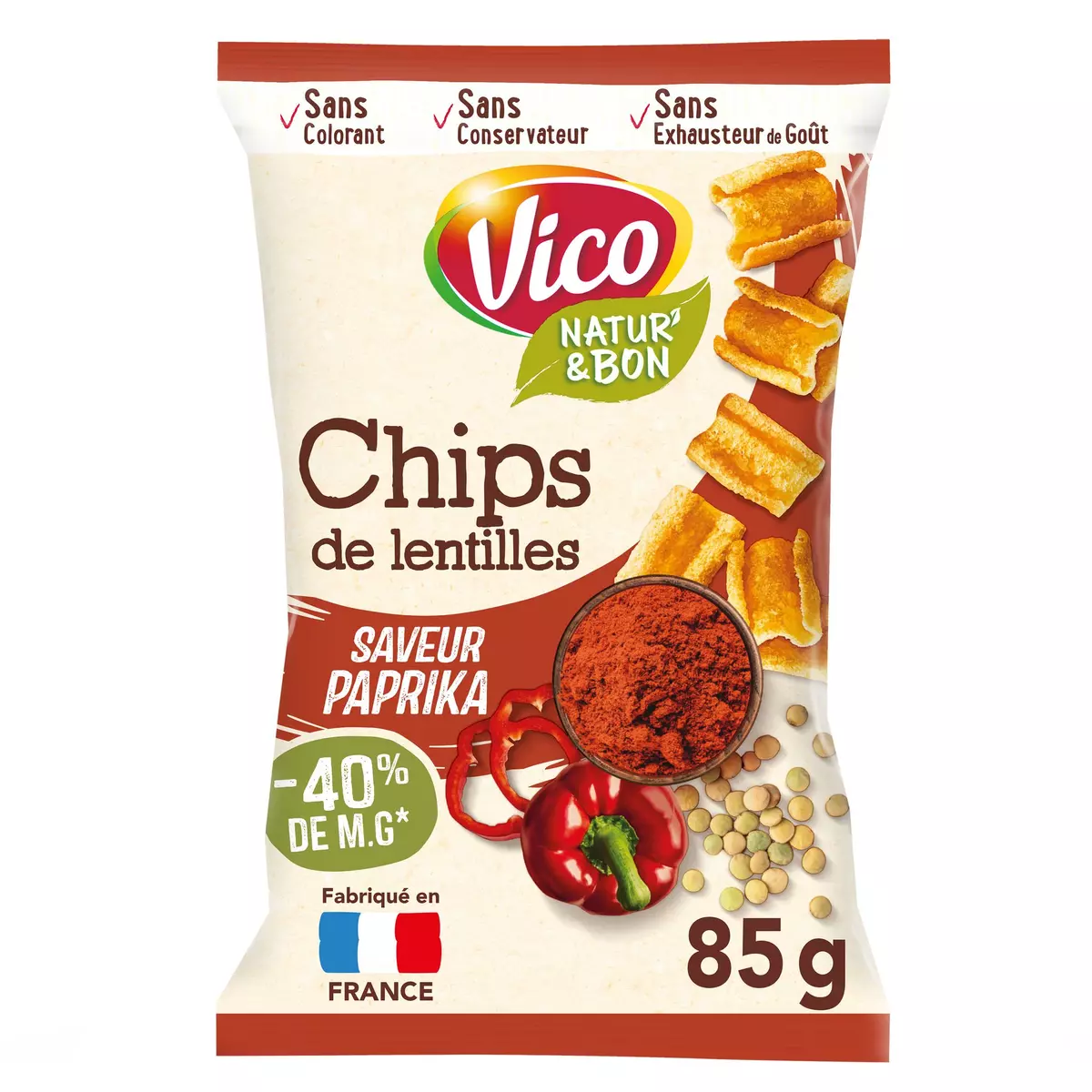 VICO Chips de lentille saveur paprika 85g
